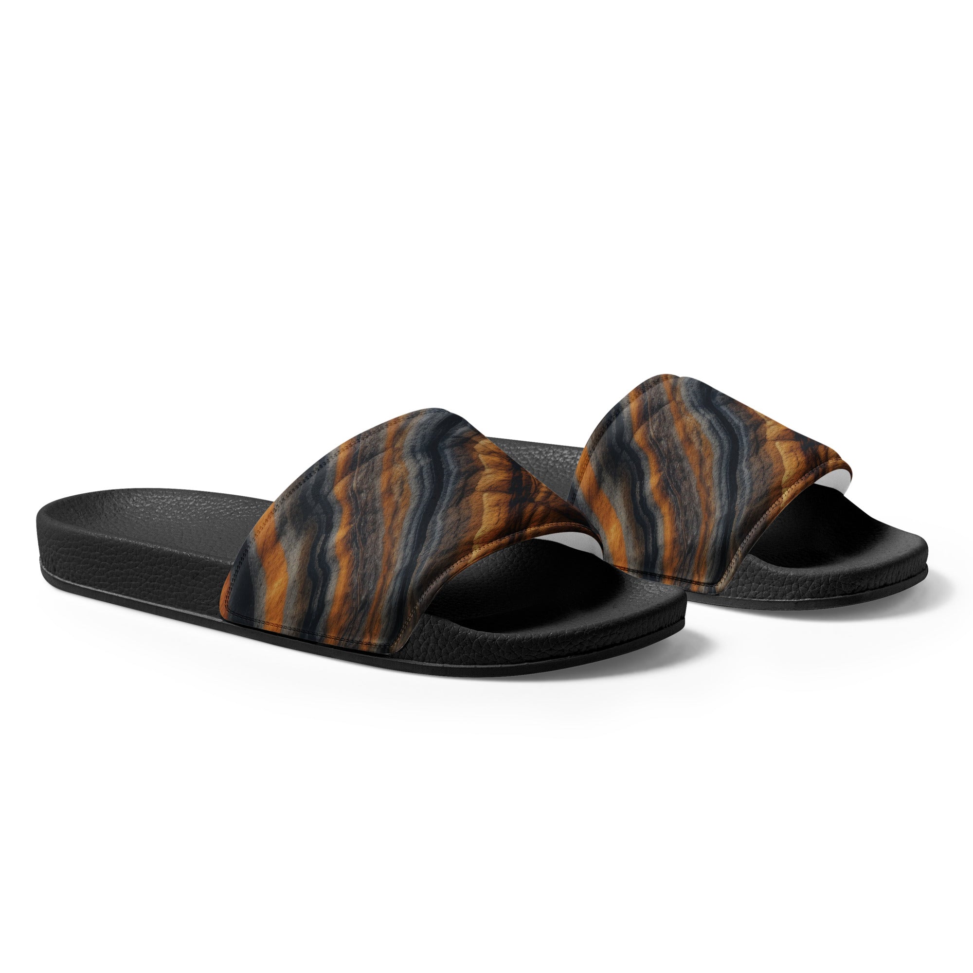 Tiger Eye Granite Men's Slides by Visual Verse - Image 4
