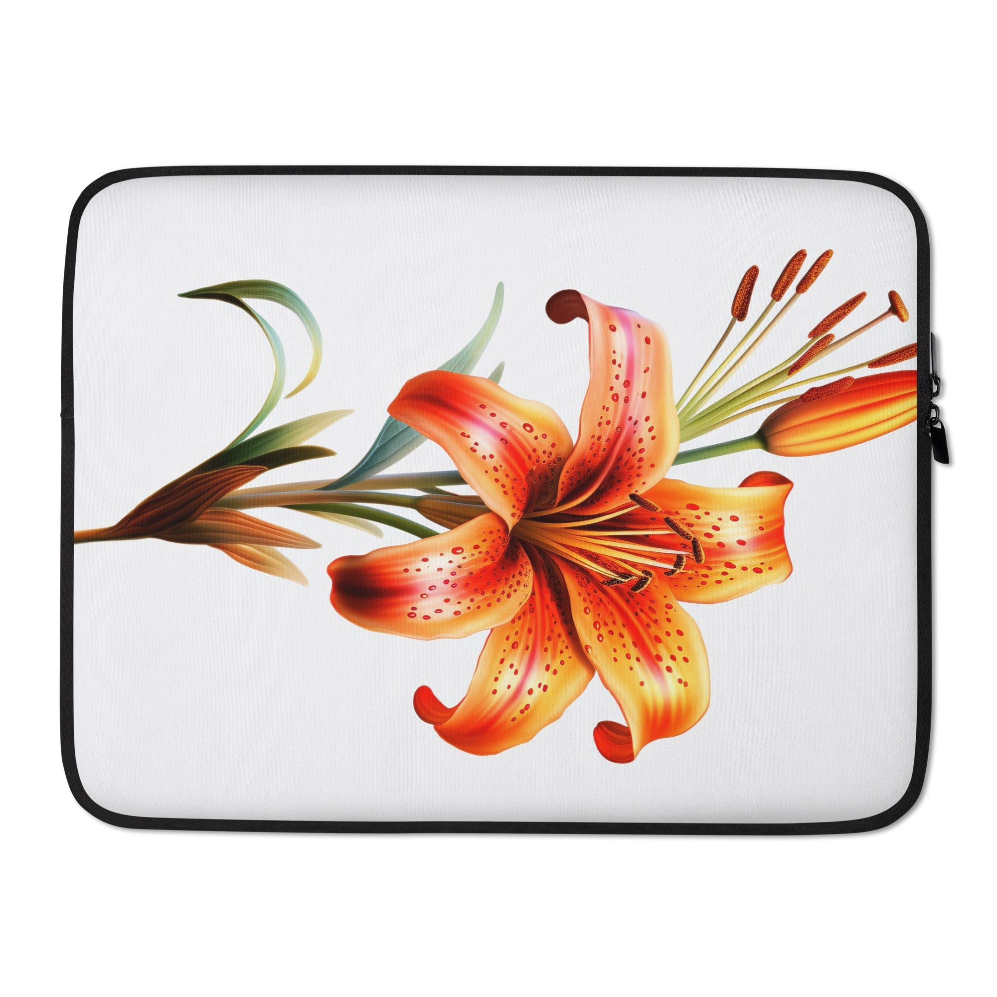 Tiger Lily Flower Laptop Sleeve by Visual Verse - Image 1