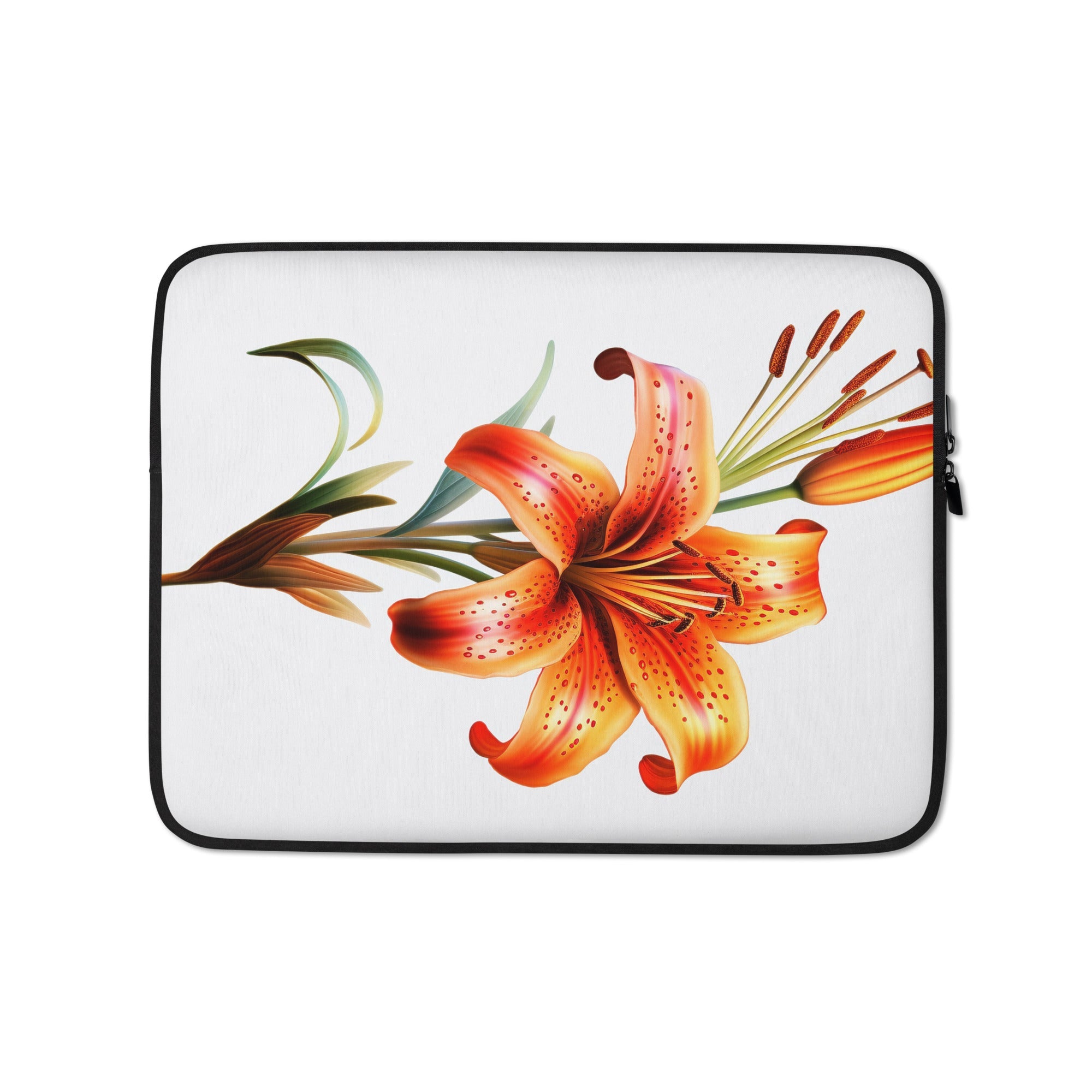 Tiger Lily Flower Laptop Sleeve by Visual Verse - Image 2