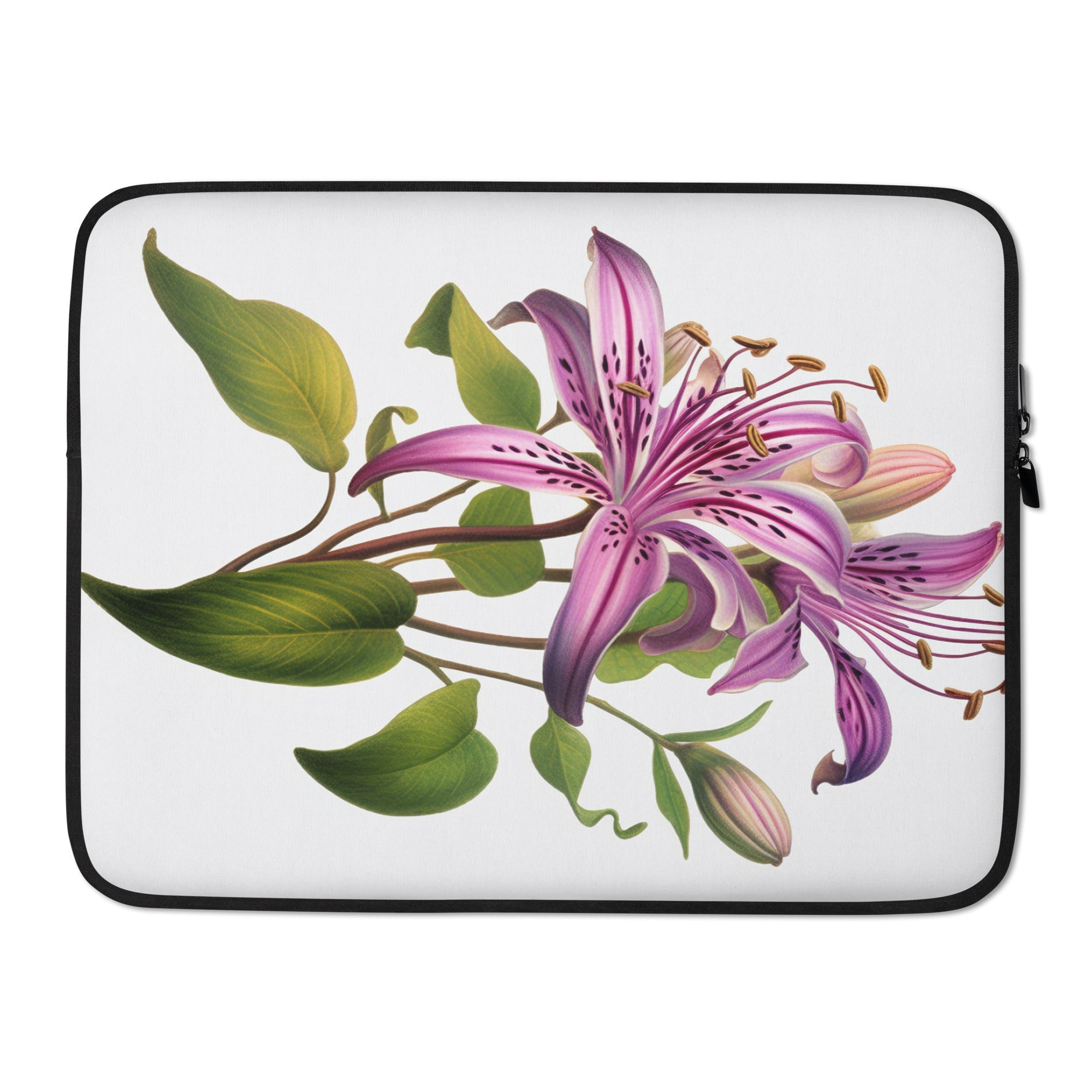 Toad Lily Flower Laptop Sleeve by Visual Verse - Image 1