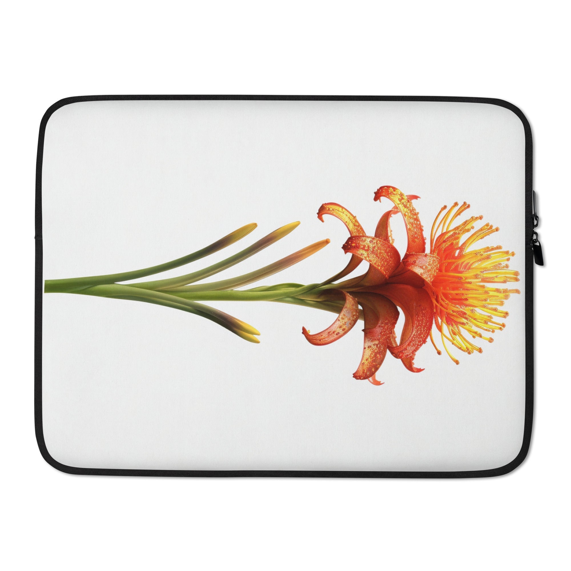 Torch Lily Flower Laptop Sleeve by Visual Verse - Image 1