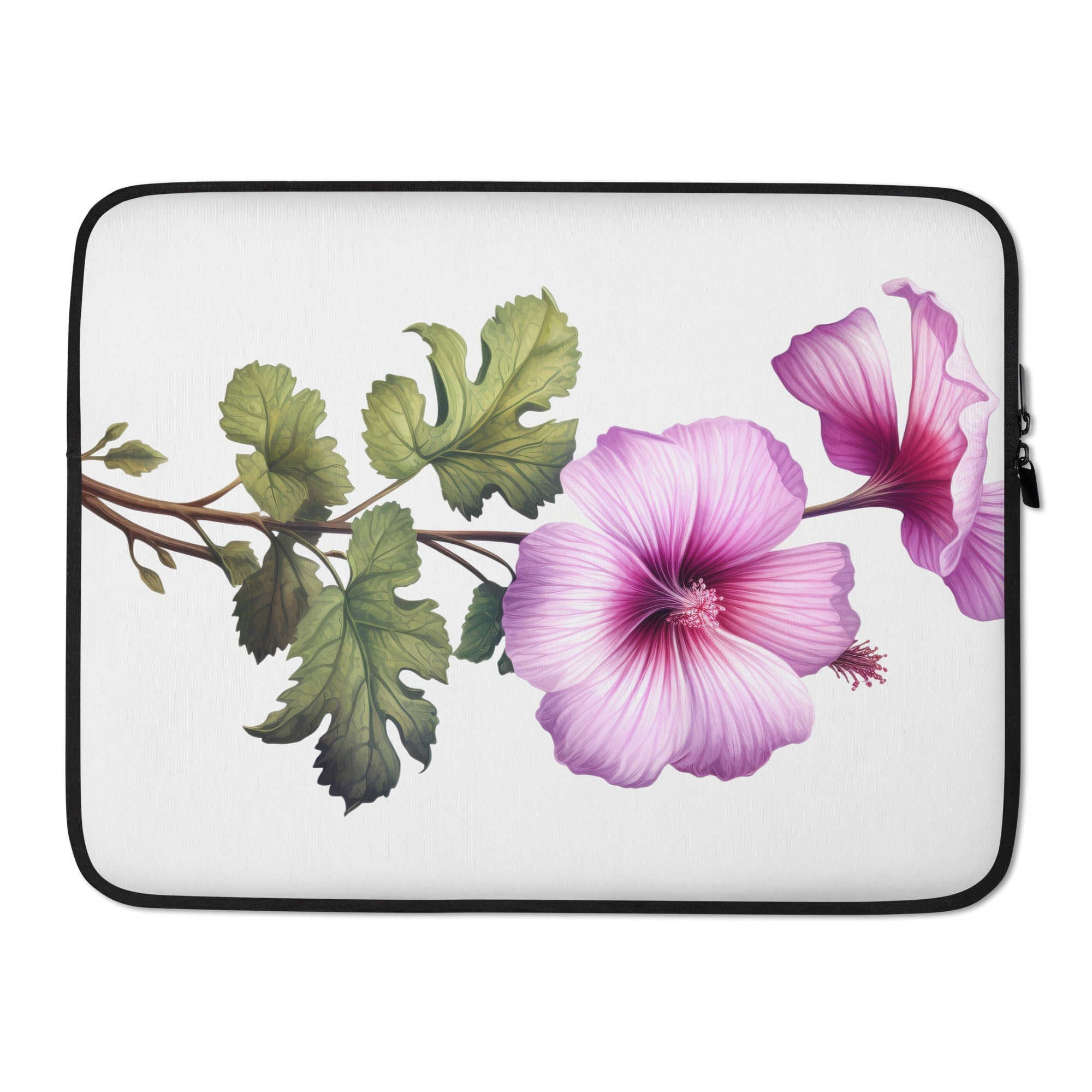 Tree Mallow Flower Laptop Sleeve by Visual Verse - Image 1