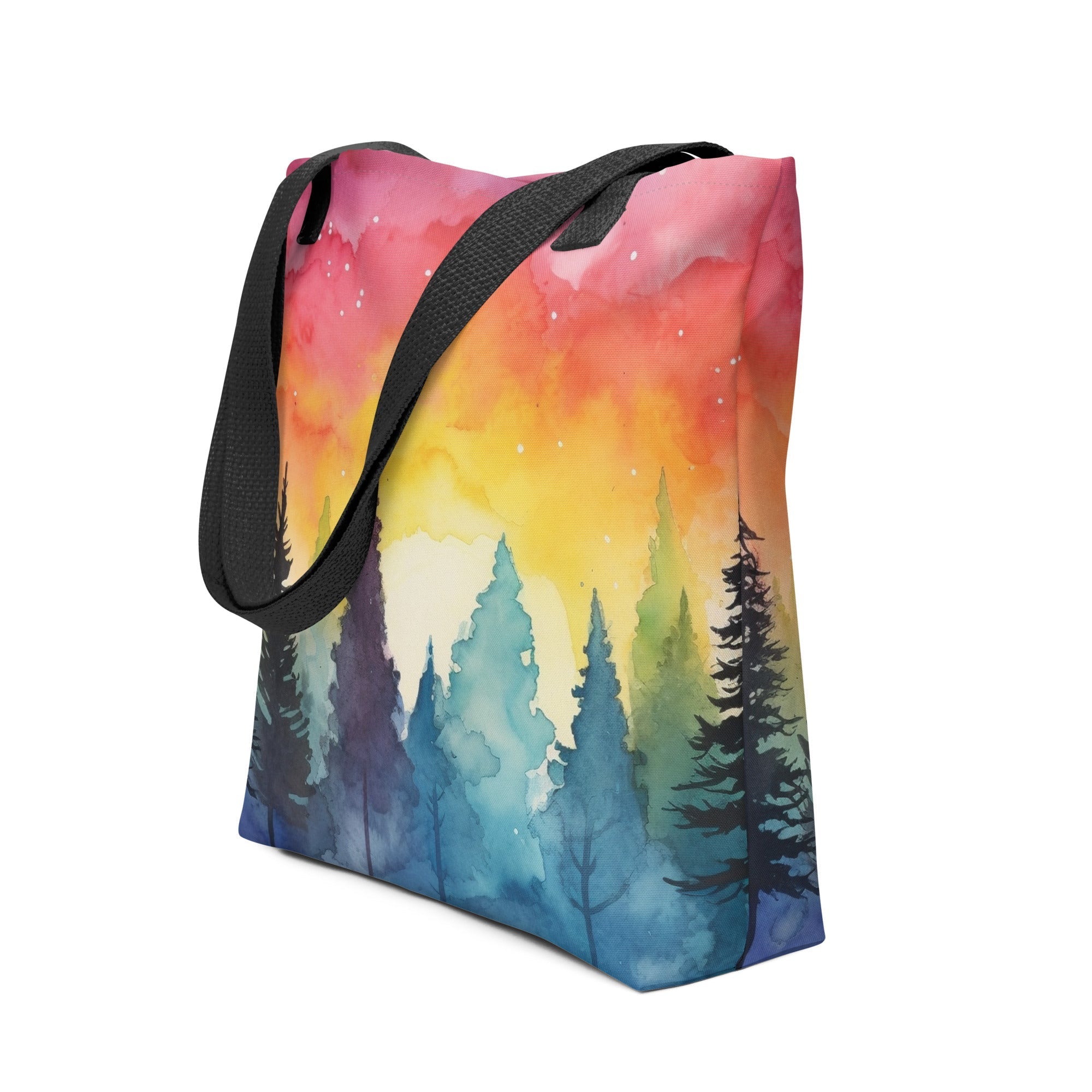 Tree Sunset Watercolor Tote Bag by Visual Verse - Image 1