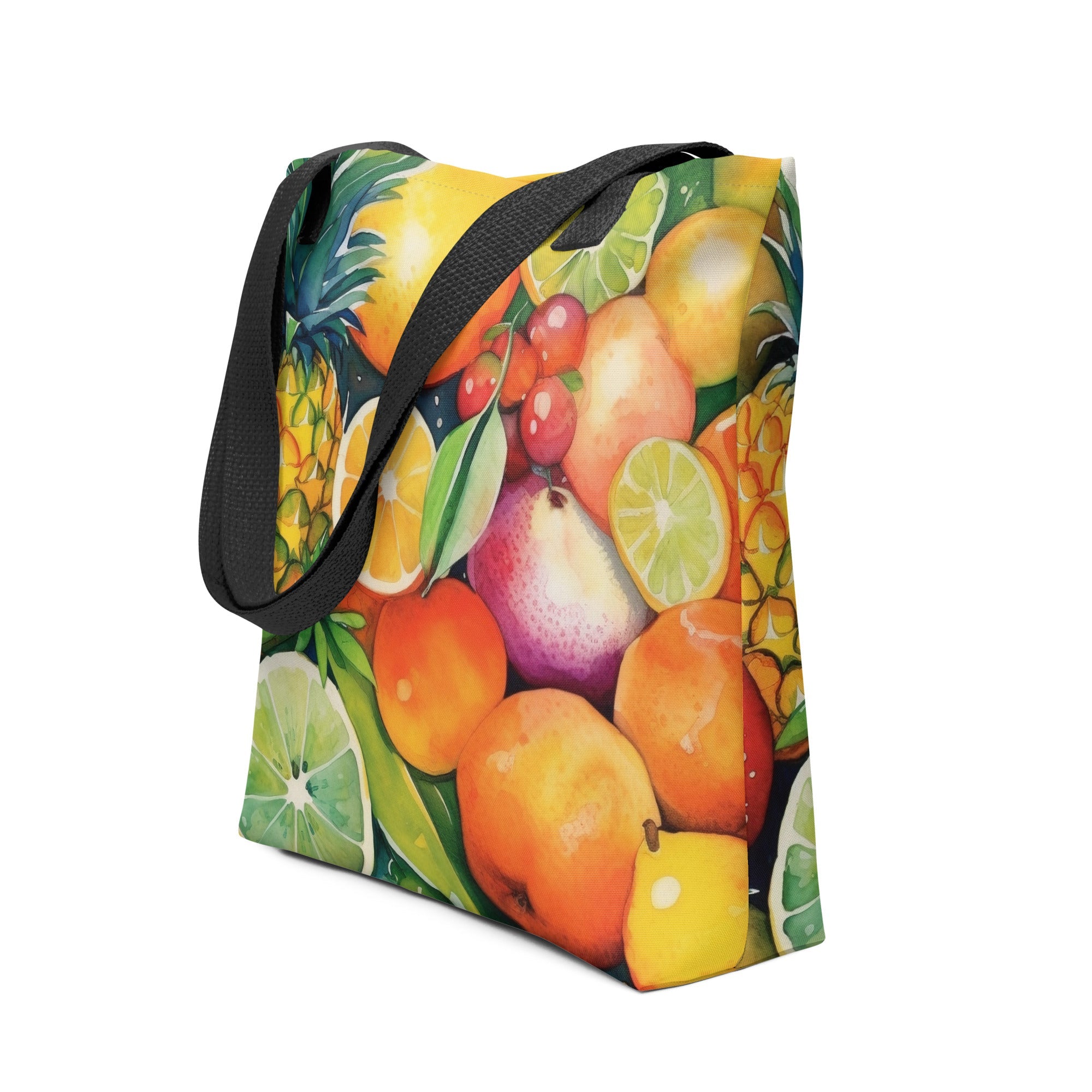 Tropical Fruit Illustrated Tote Bag by Visual Verse - Image 1
