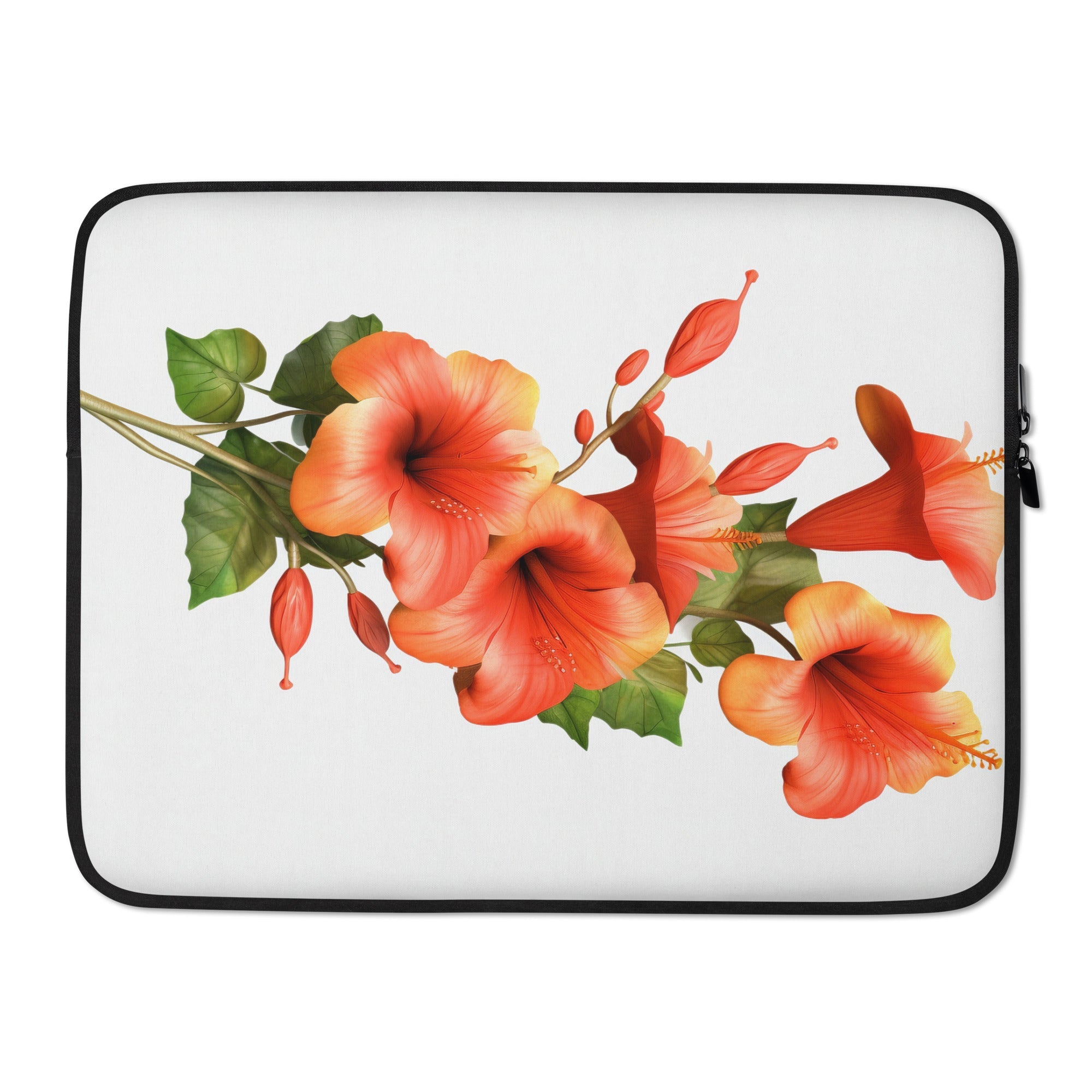 Trumpet Vine Flower Laptop Sleeve by Visual Verse - Image 1
