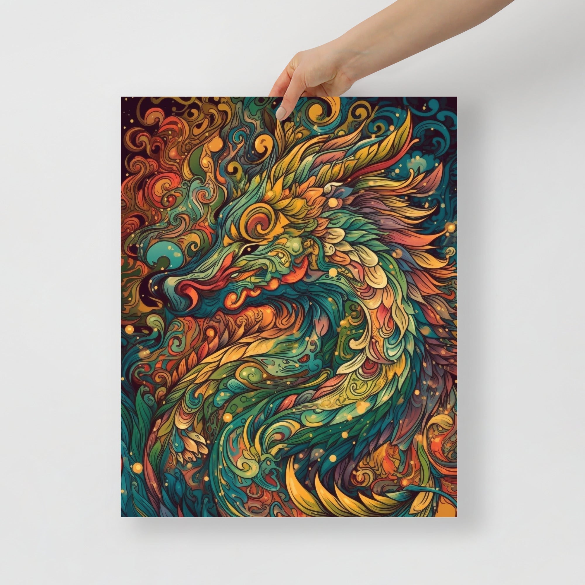 Vibrant Psychedelic Dragon Fantasy Art Poster by Visual Verse - Image 3