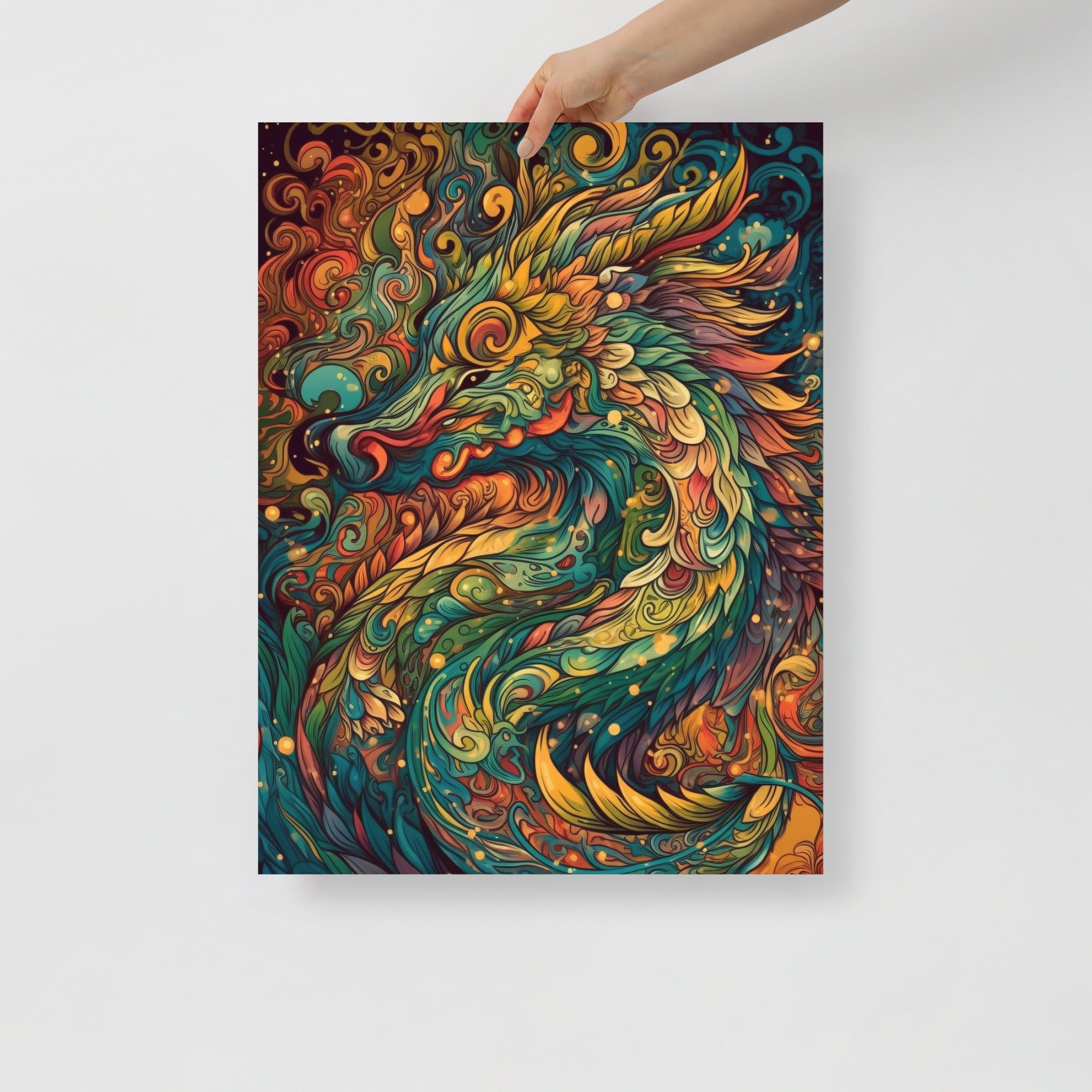 Vibrant Psychedelic Dragon Fantasy Art Poster by Visual Verse - Image 4