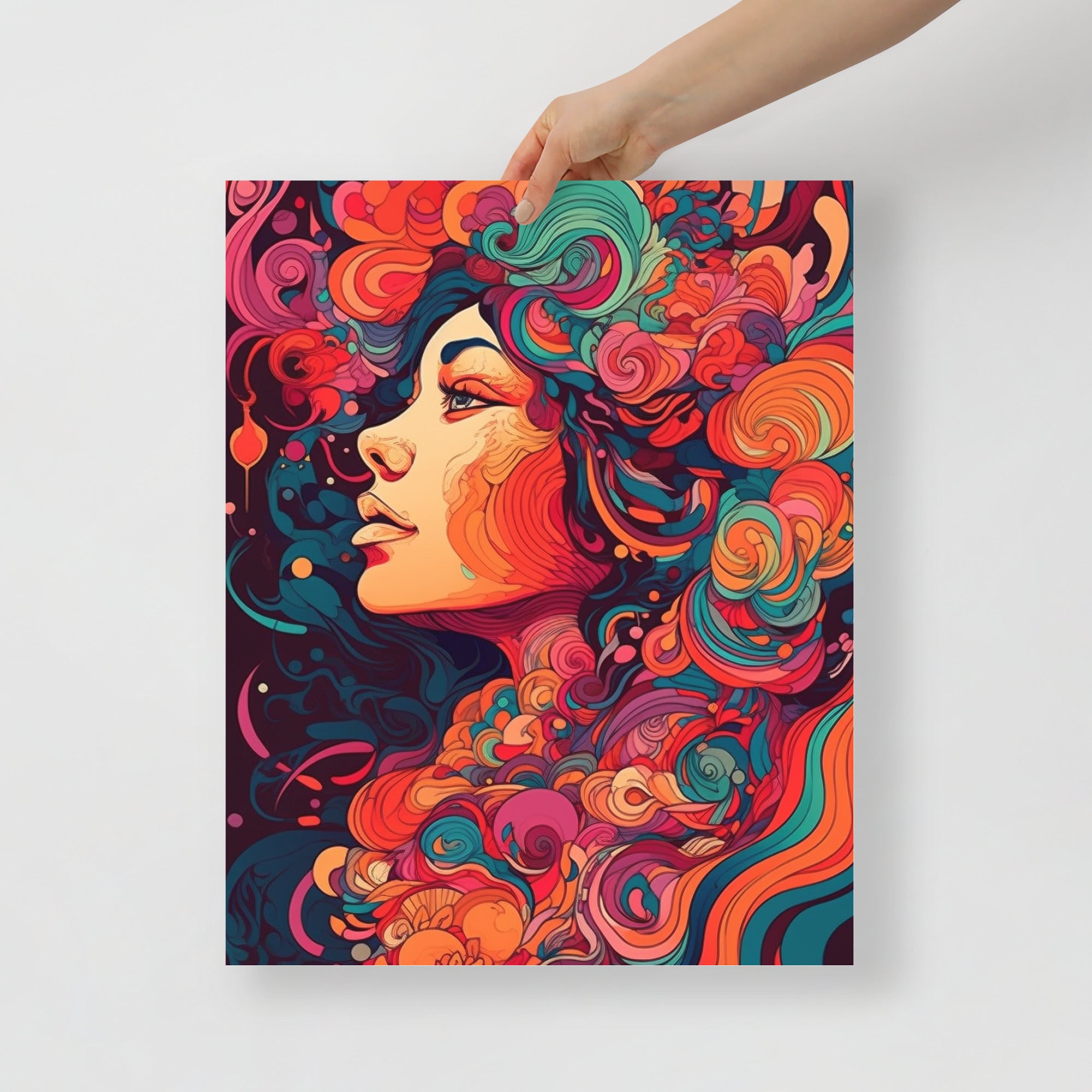 Vibrant Red Woman Psychedelic Art Poster by Visual Verse - Image 5