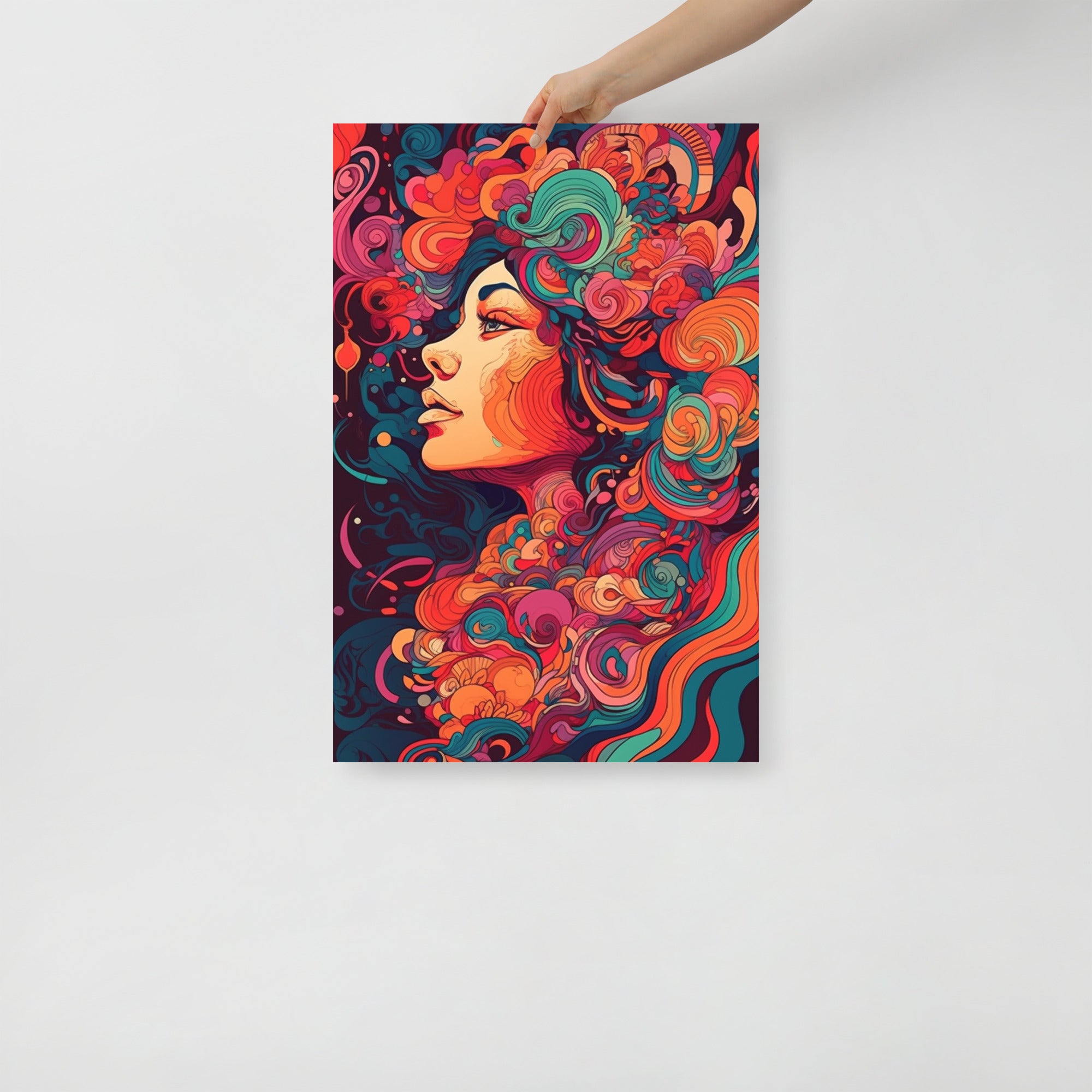 Vibrant Red Woman Psychedelic Art Poster by Visual Verse - Image 7