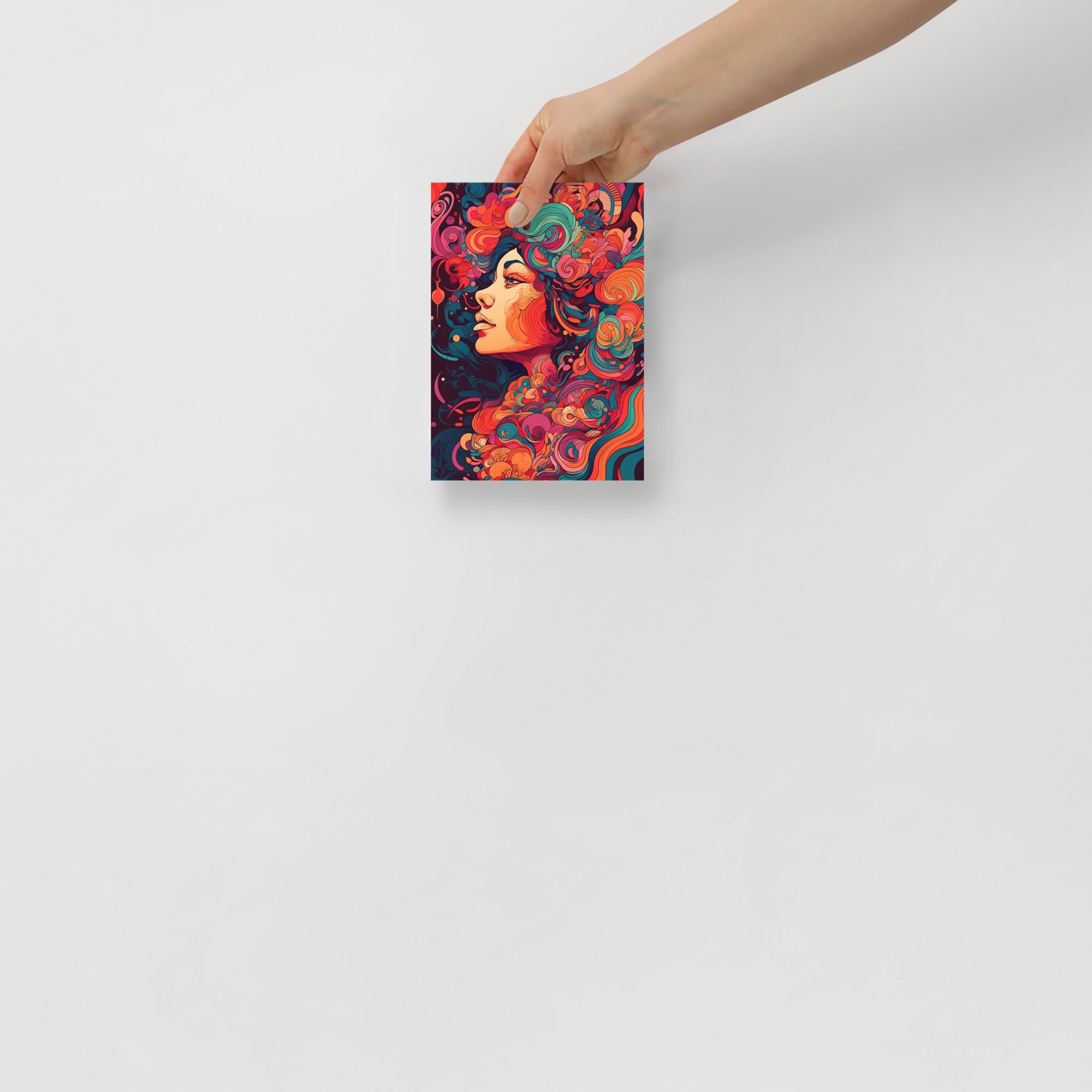 Vibrant Red Woman Psychedelic Art Poster by Visual Verse - Image 8