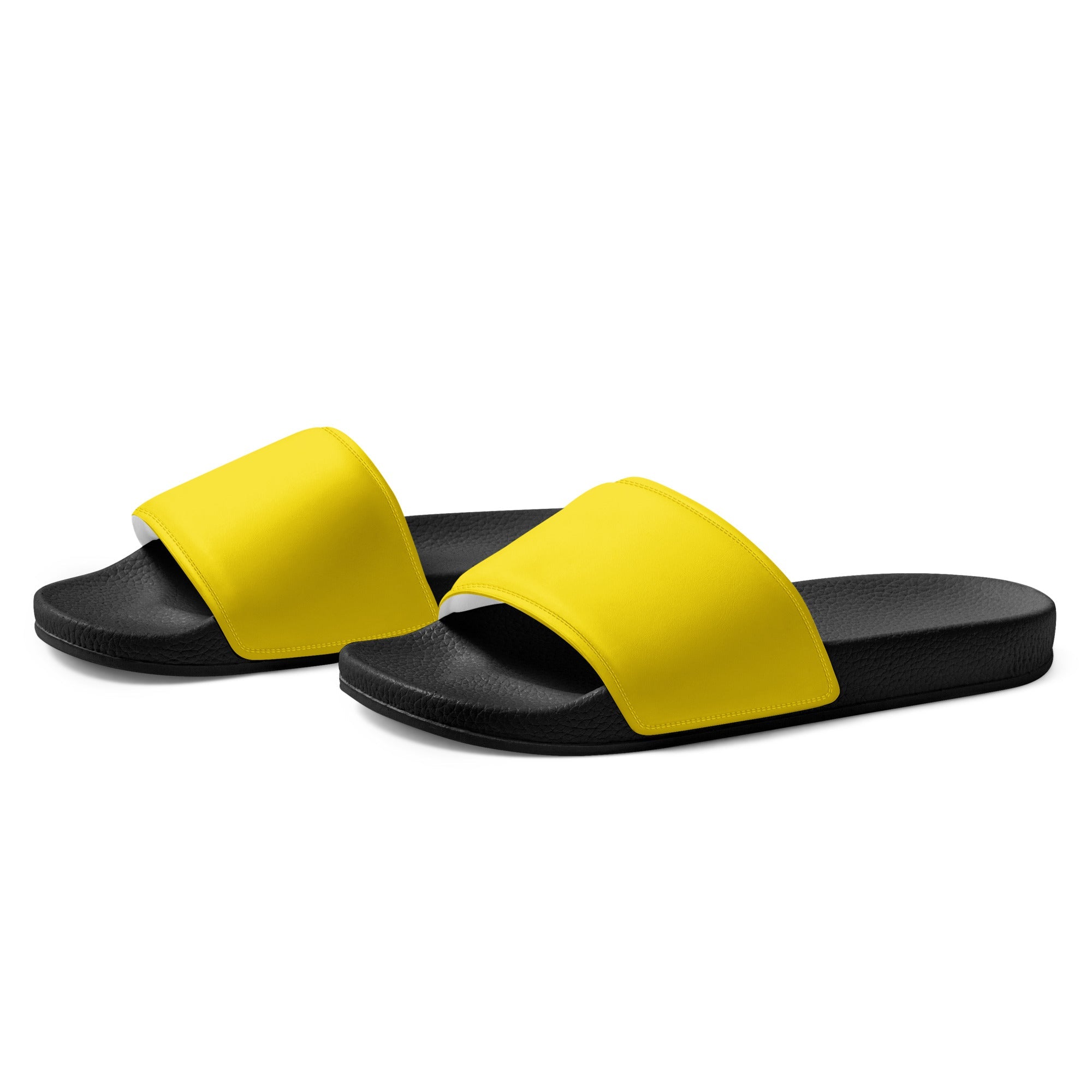 Vivid Yellow Color Men's Slides by Visual Verse - Image 3