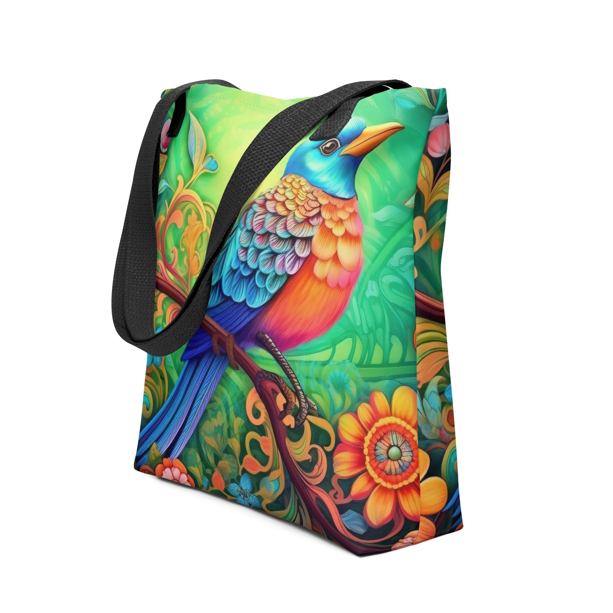 Whimsical Bird Illustration Tote Bag by Visual Verse - Image 1