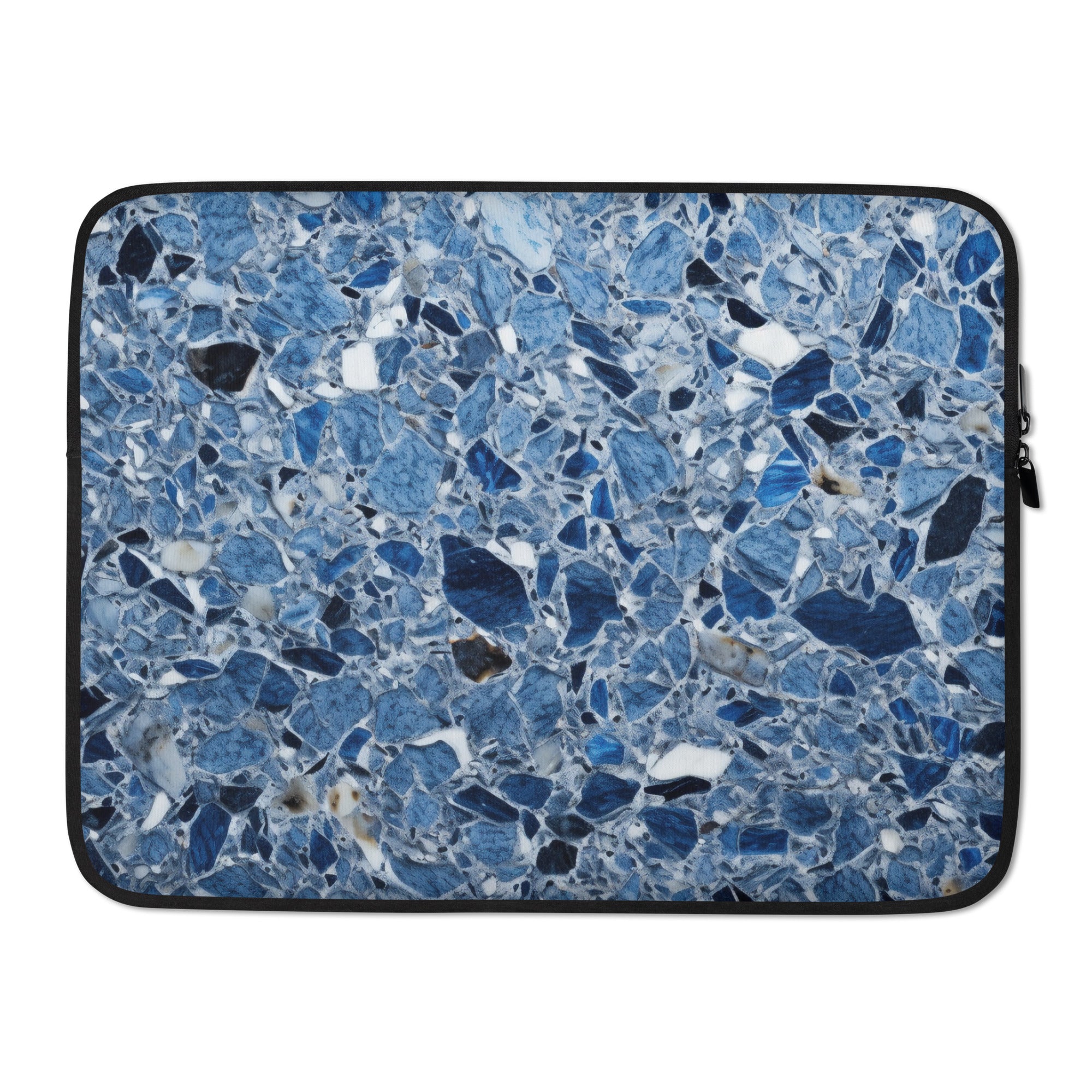 White & Blue Granite Laptop Sleeve by Visual Verse - Image 1