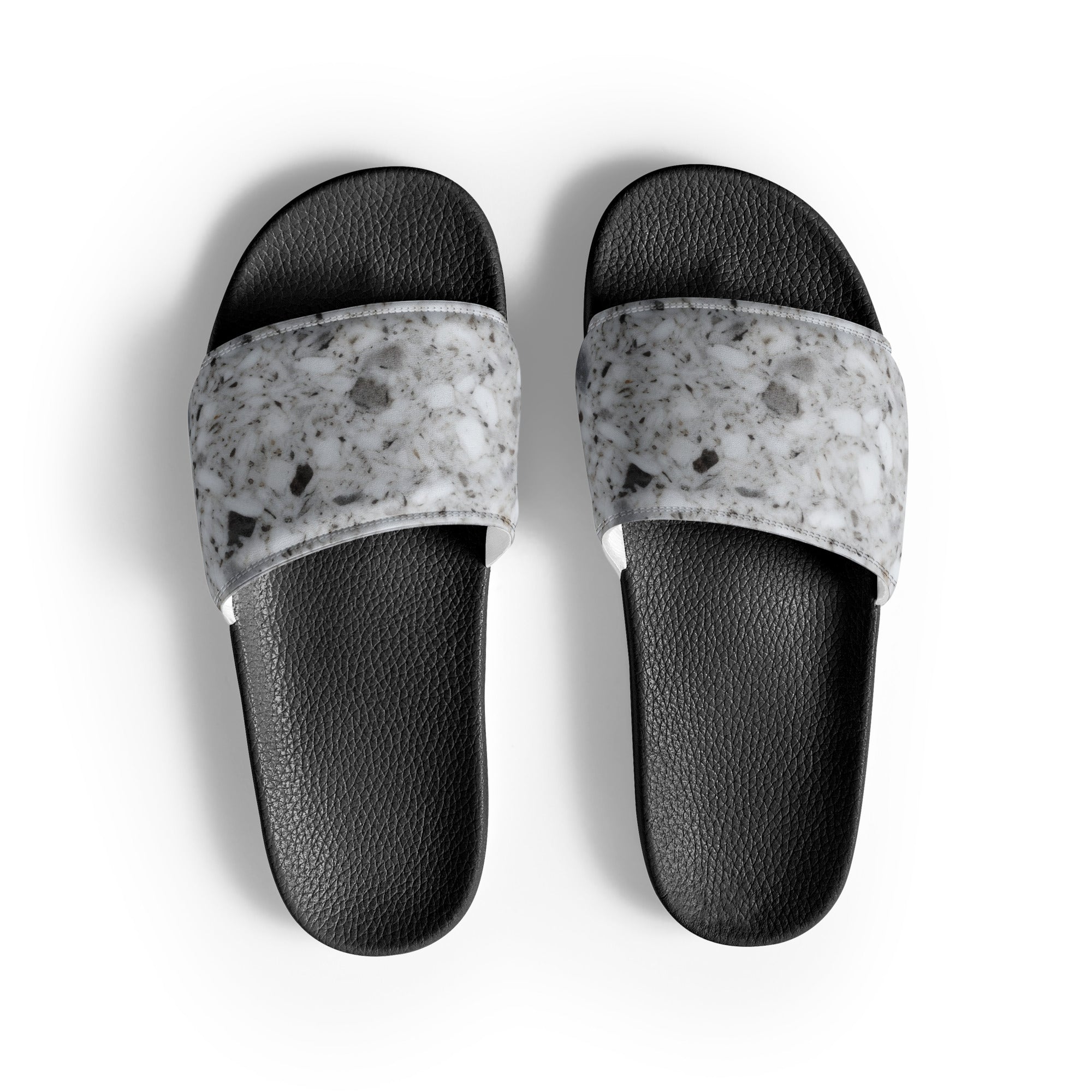 White Spekled Granite Men's Slides by Visual Verse - Image 1