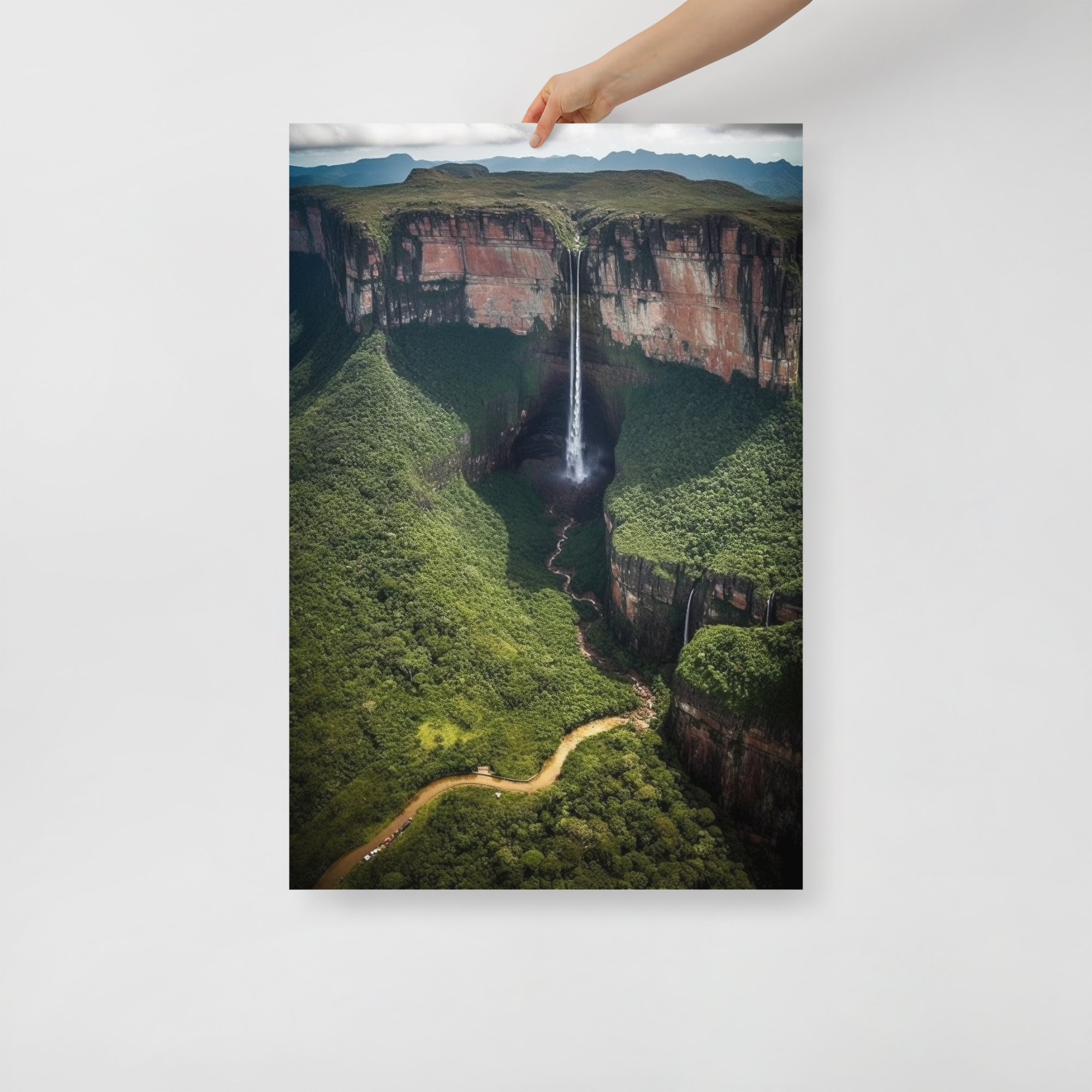 World's Highest Waterfall Ascent Art Poster by Visual Verse - Image 1