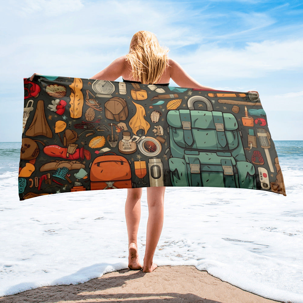 Adventure Gear Print Beach Towel by Visual Verse - Image 2