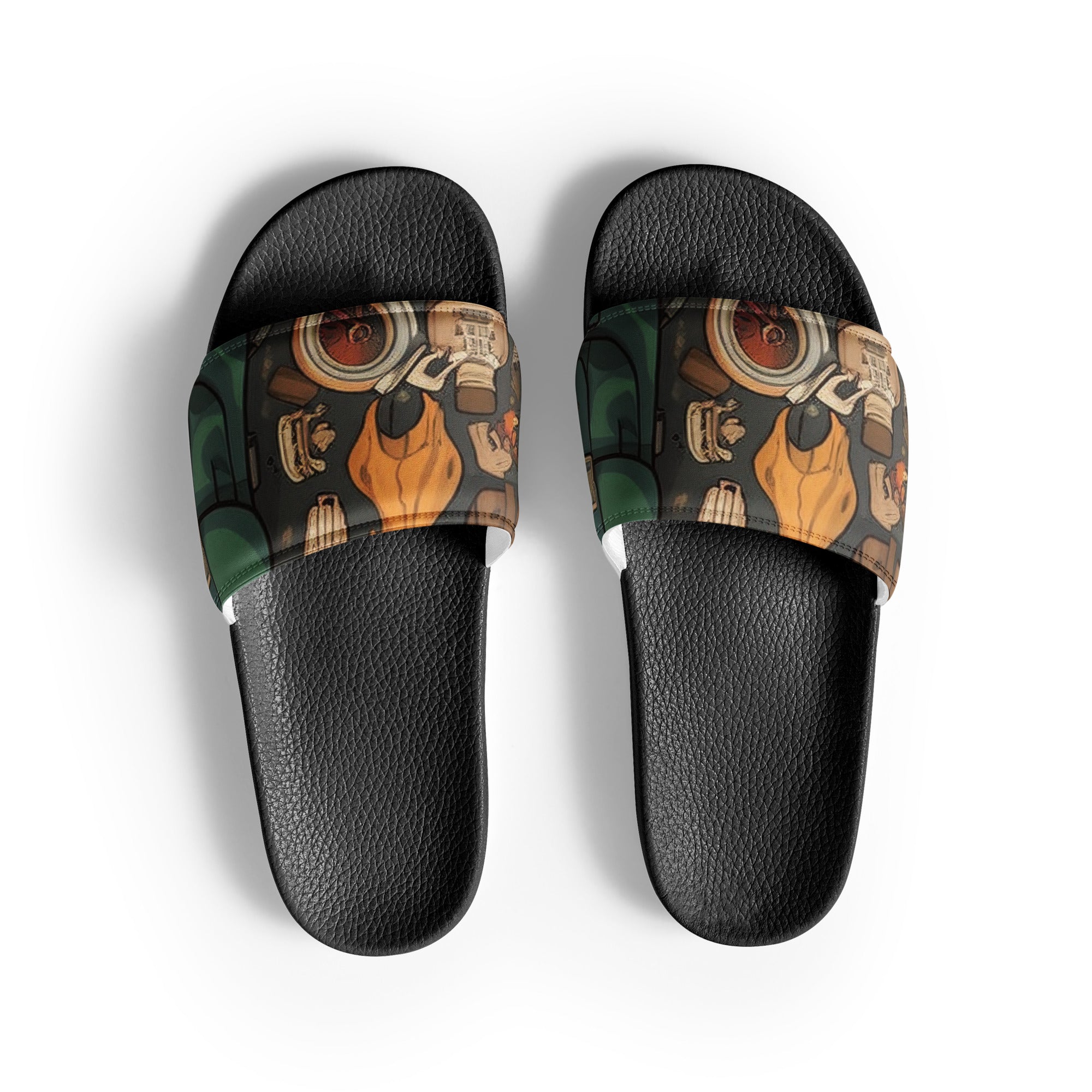 Adventure Gear Print Men's Slides by Visual Verse - Image 1