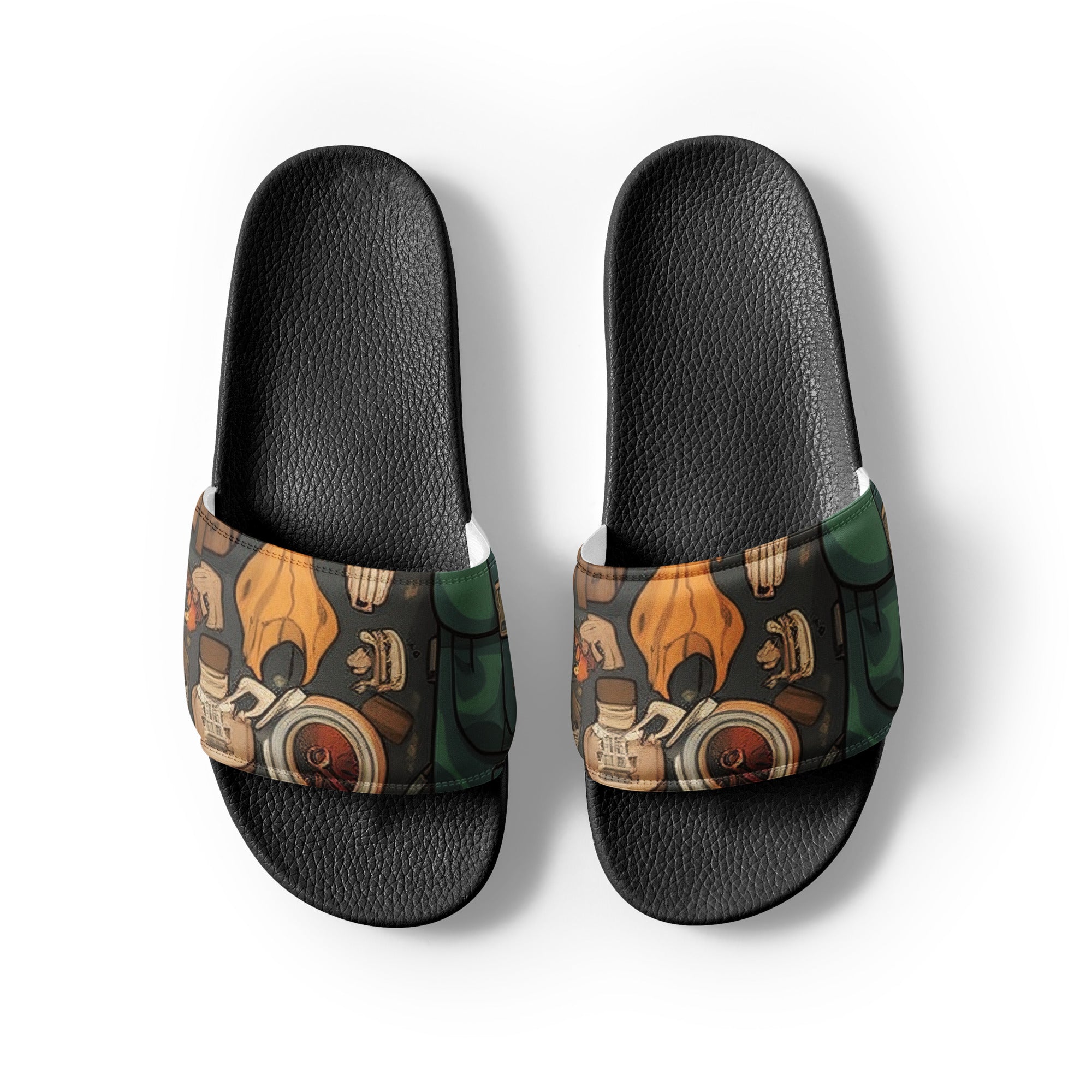 Adventure Gear Print Men's Slides by Visual Verse - Image 2