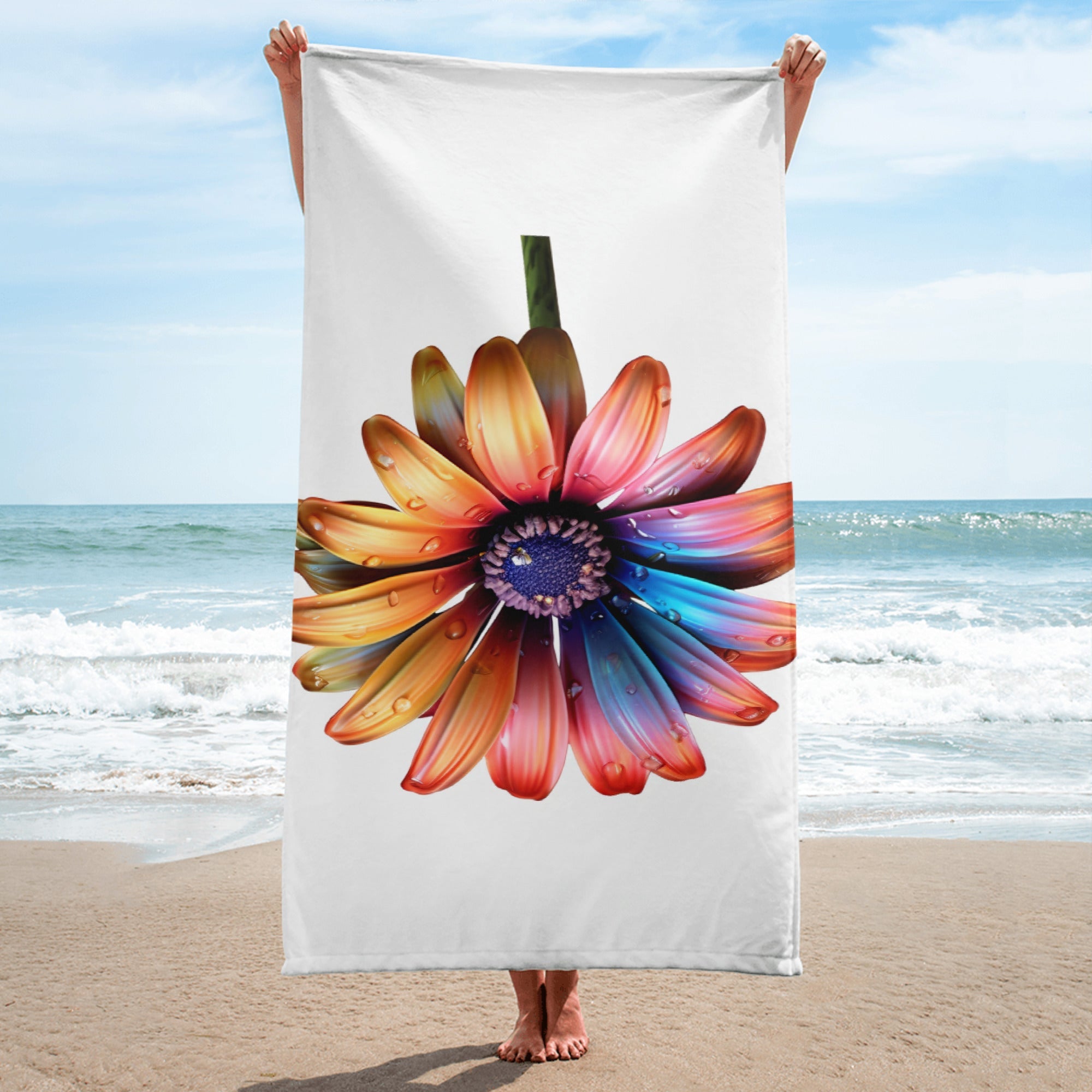 African Daisy Flower Beach Towel by Visual Verse - Image 1