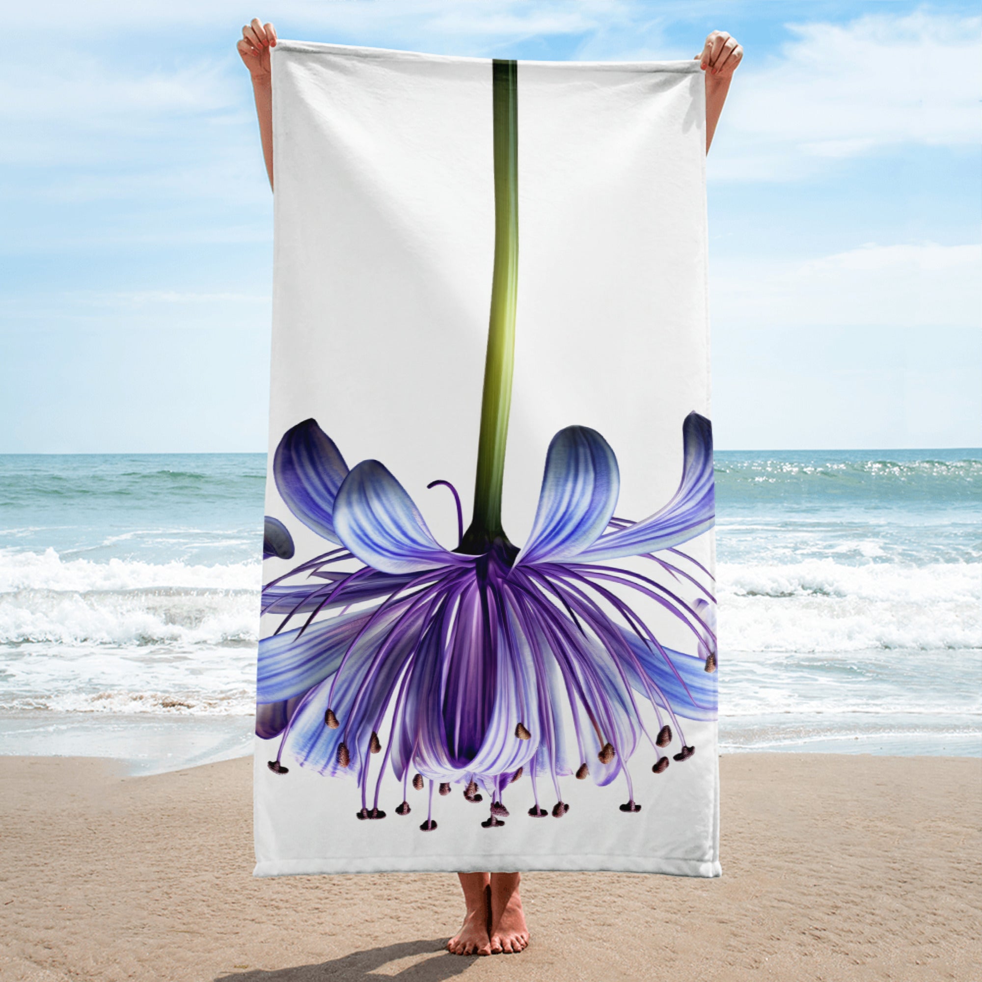 African Lily Flower Beach Towel by Visual Verse - Image 1