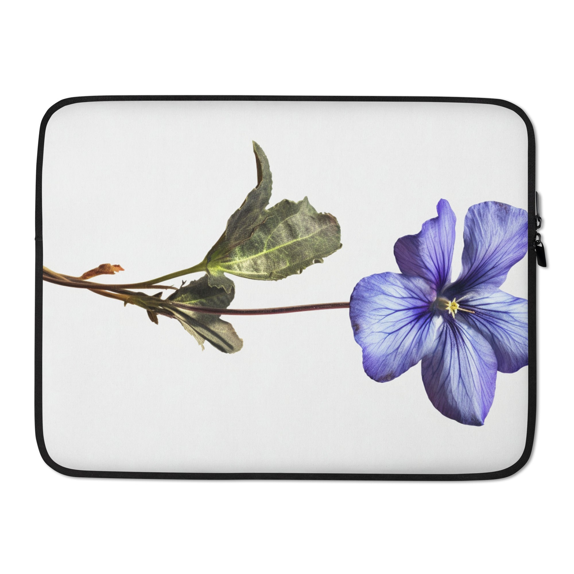 Alpine Violet Flower Laptop Sleeve by Visual Verse - Image 1