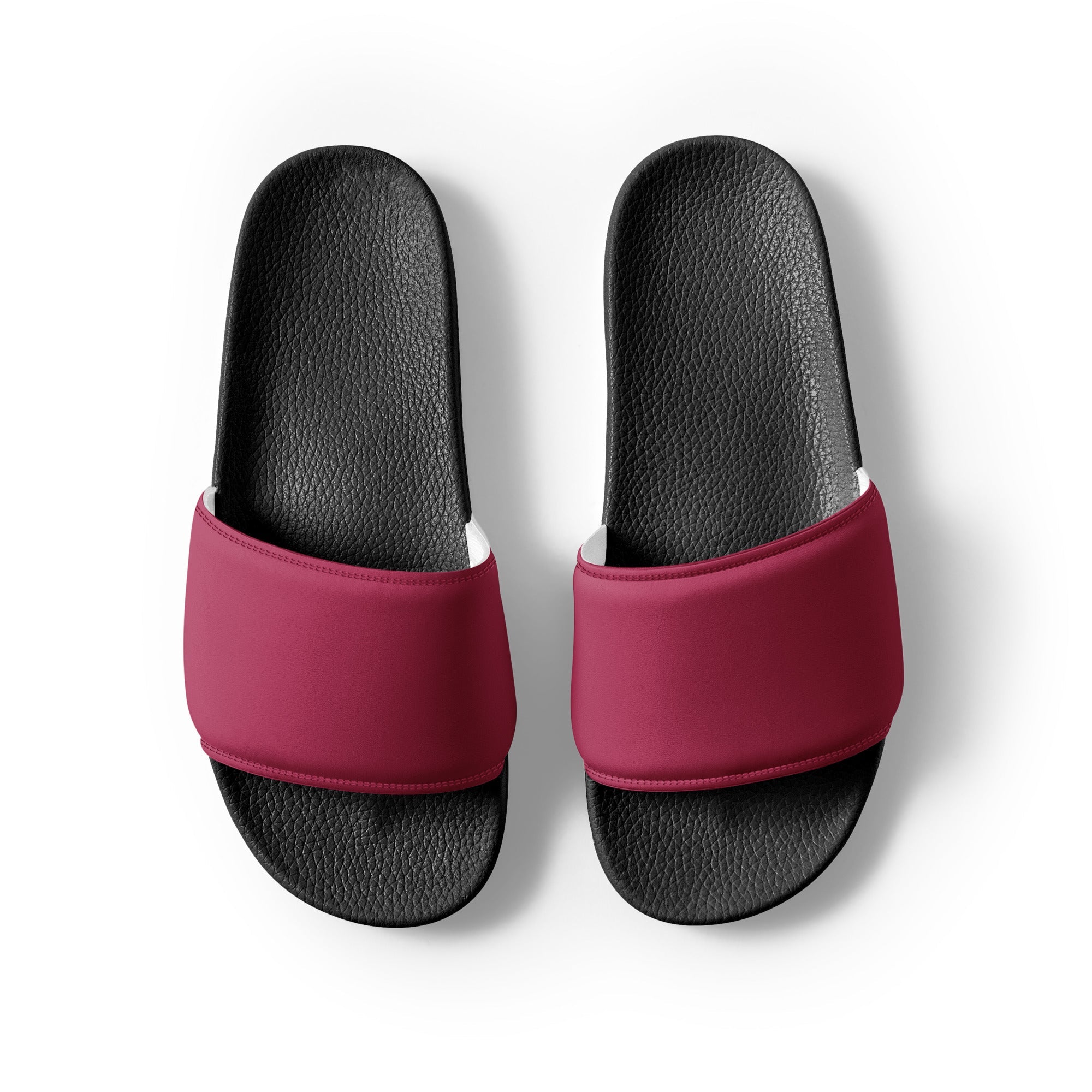 Amaranth Purple Color Men's Slides by Visual Verse - Image 2