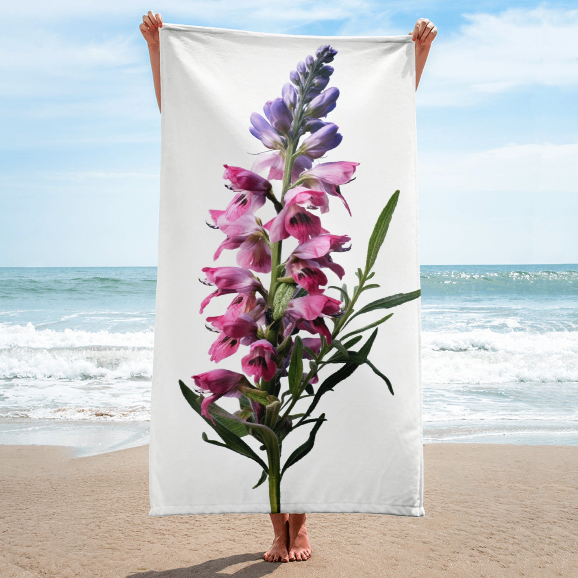 Angelonia Flower Beach Towel by Visual Verse - Image 1