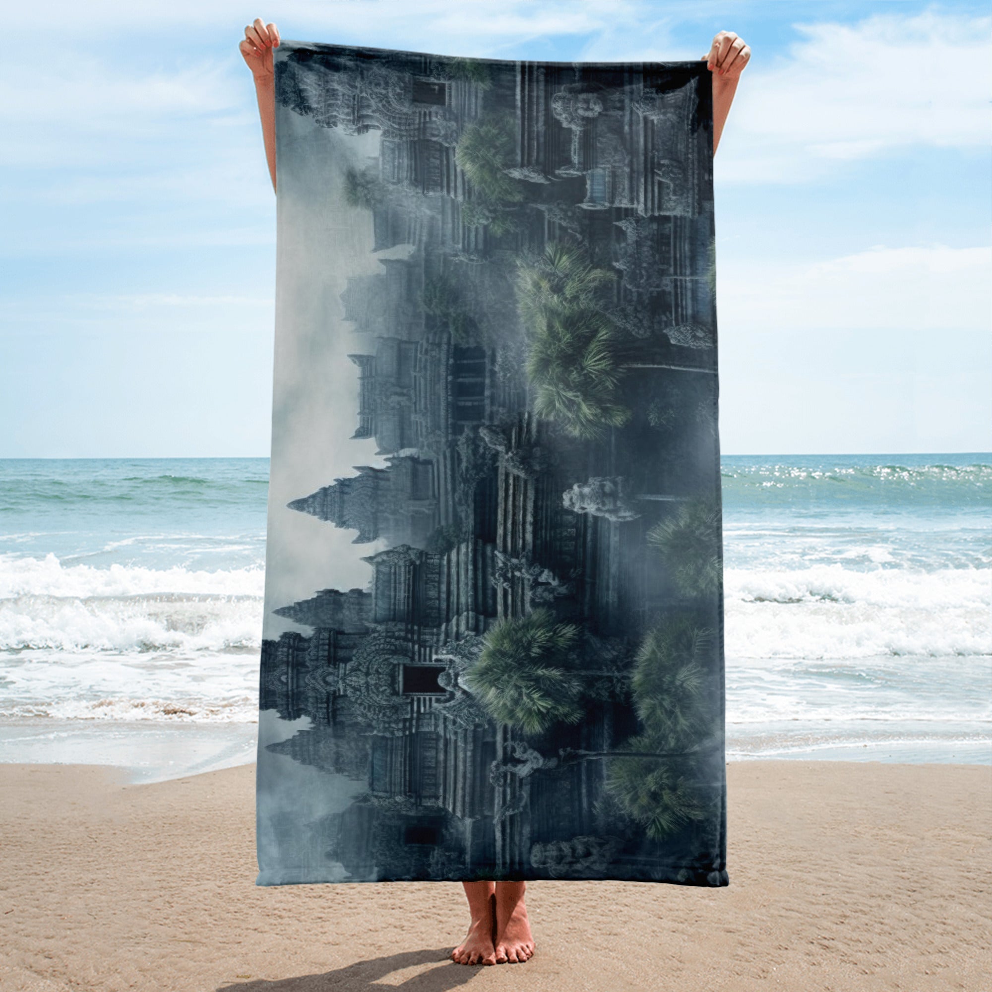 Angkor Wat Cambodia Beach Towel by Visual Verse - Image 2