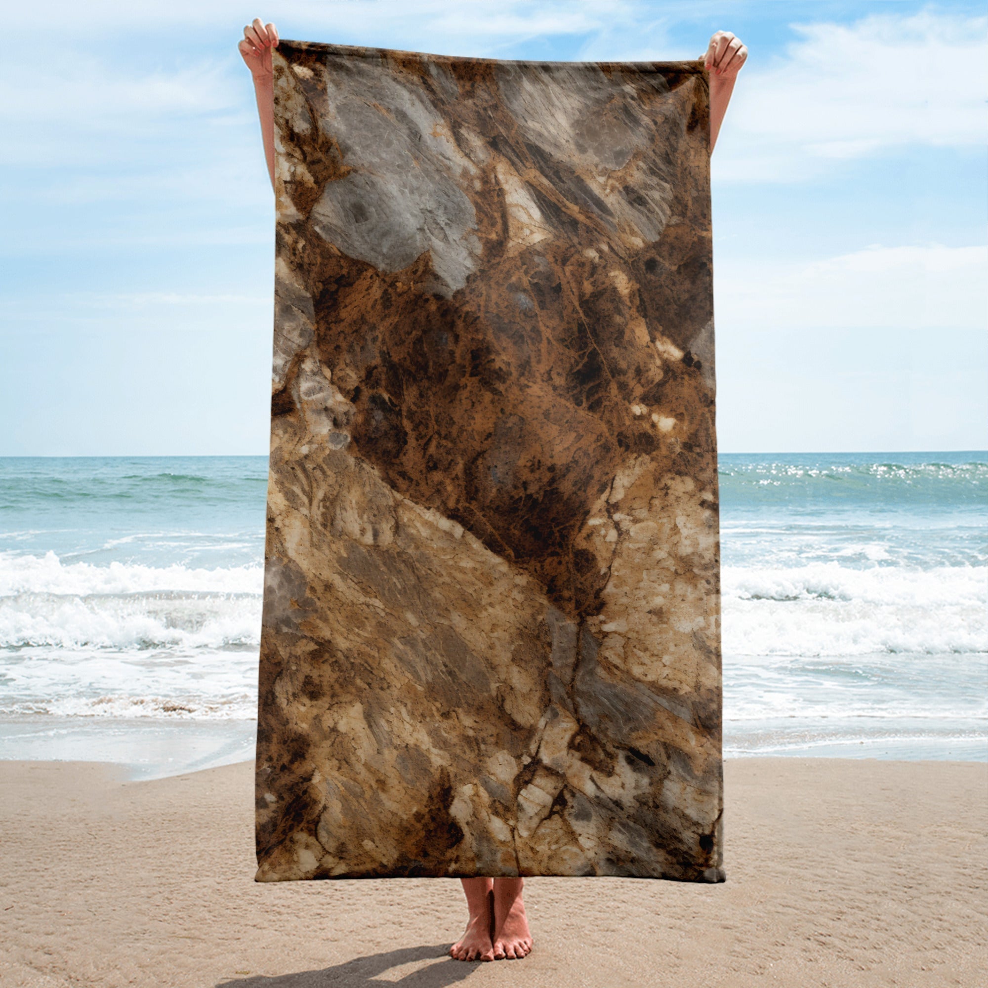 Antique Brown Granite Beach Towel by Visual Verse - Image 1