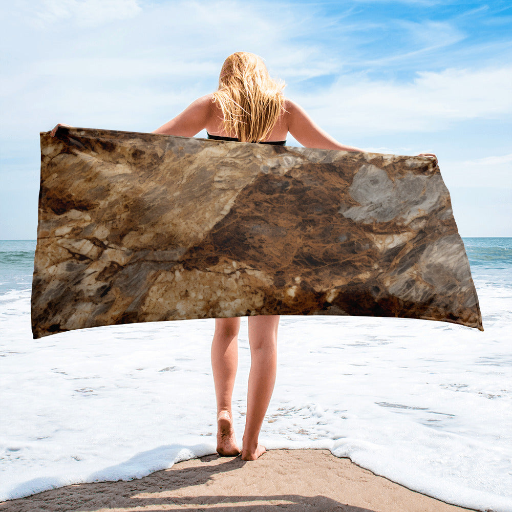 Antique Brown Granite Beach Towel by Visual Verse - Image 2