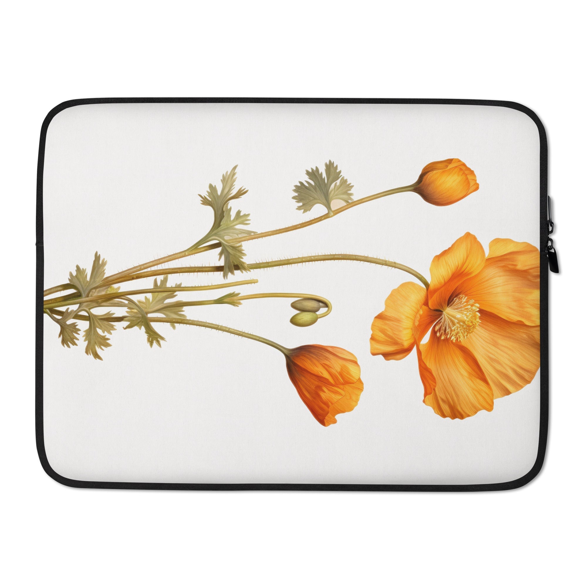 Arctic Poppy Flower Laptop Sleeve by Visual Verse - Image 1