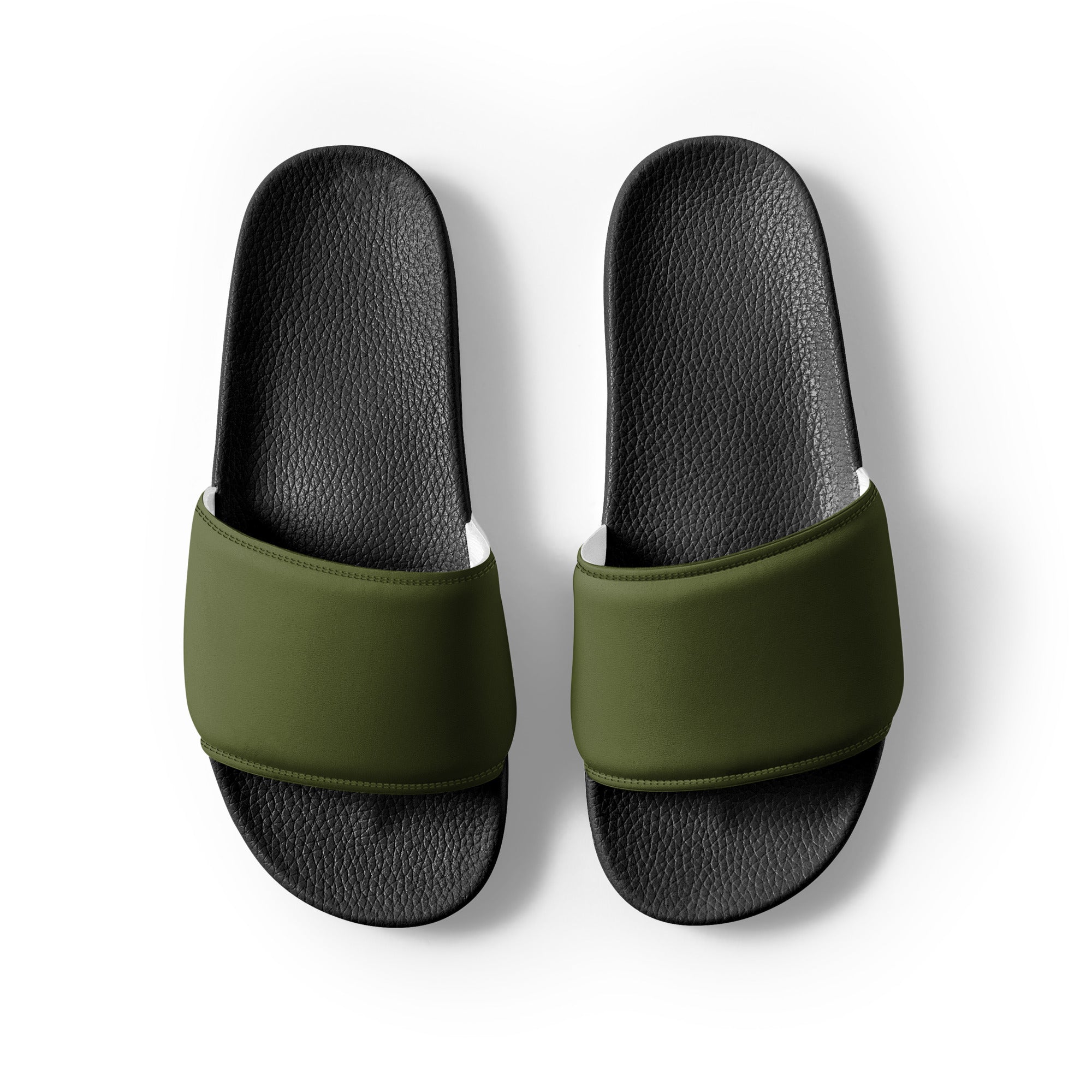 Army Green Color Men's Slides by Visual Verse - Image 2