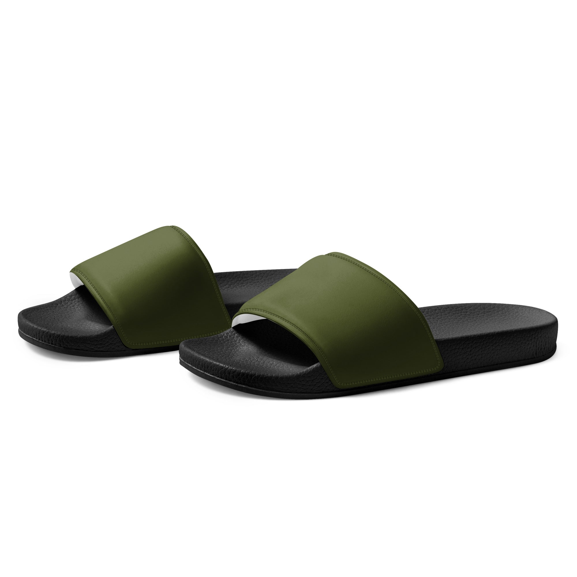 Army Green Color Men's Slides by Visual Verse - Image 3