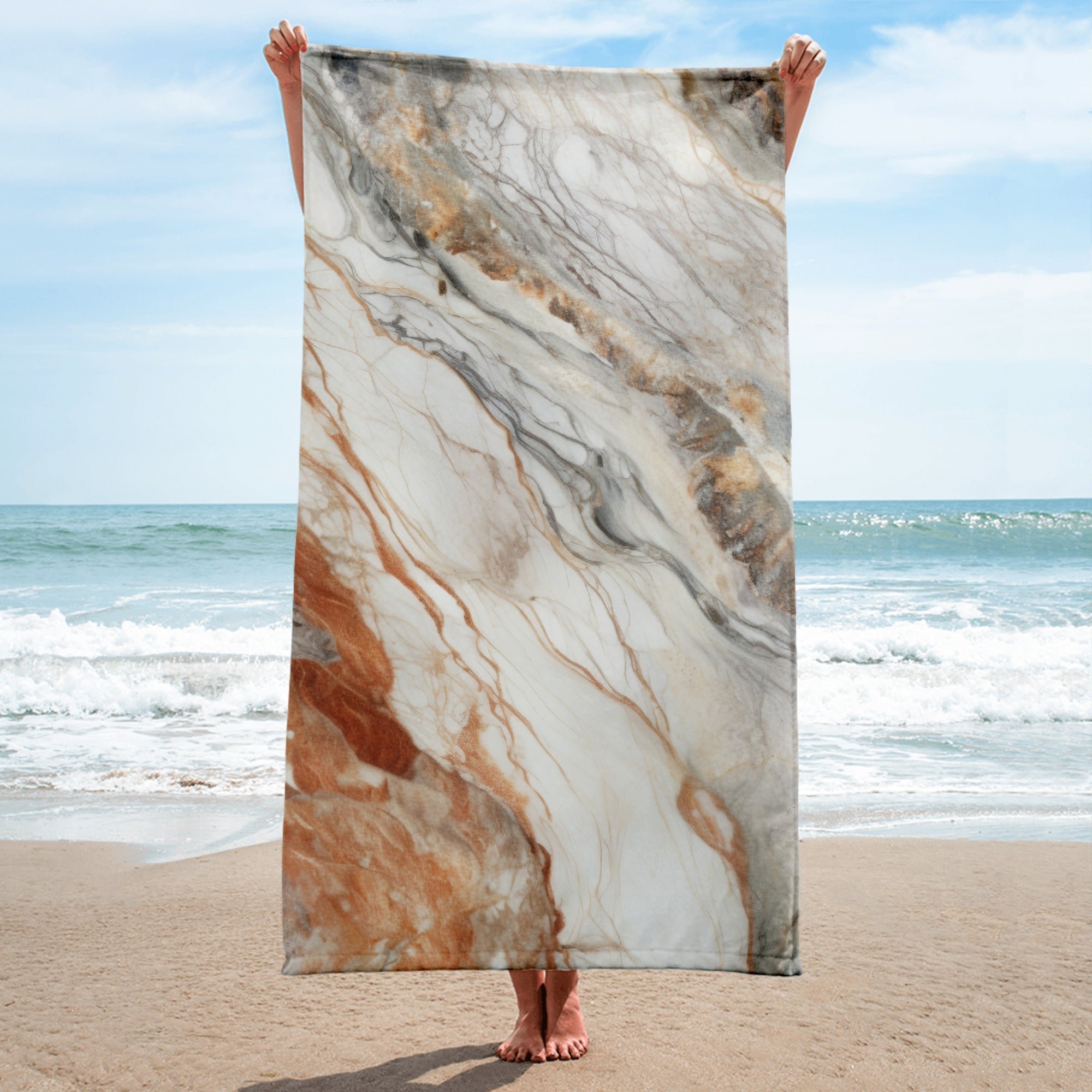 Artistic Ivory Granite Beach Towel by Visual Verse - Image 1