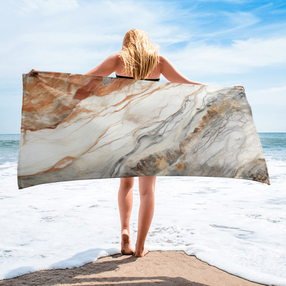 Artistic Ivory Granite Beach Towel by Visual Verse - Image 2