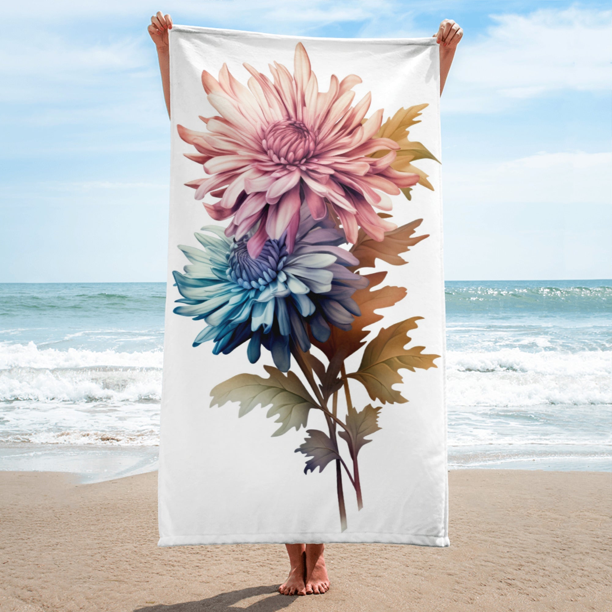 Aster Flower Beach Towel by Visual Verse - Image 1