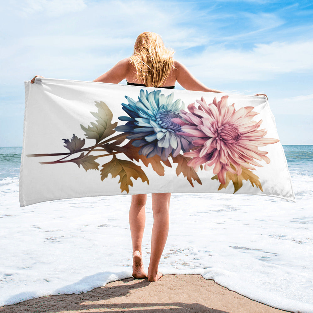 Aster Flower Beach Towel by Visual Verse - Image 2