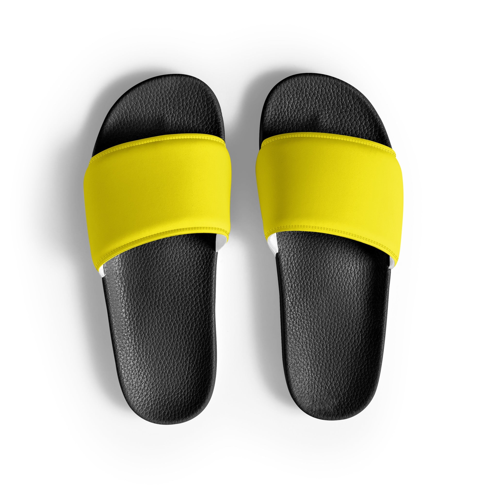 Aureolin Color Men's Slides by Visual Verse - Image 1