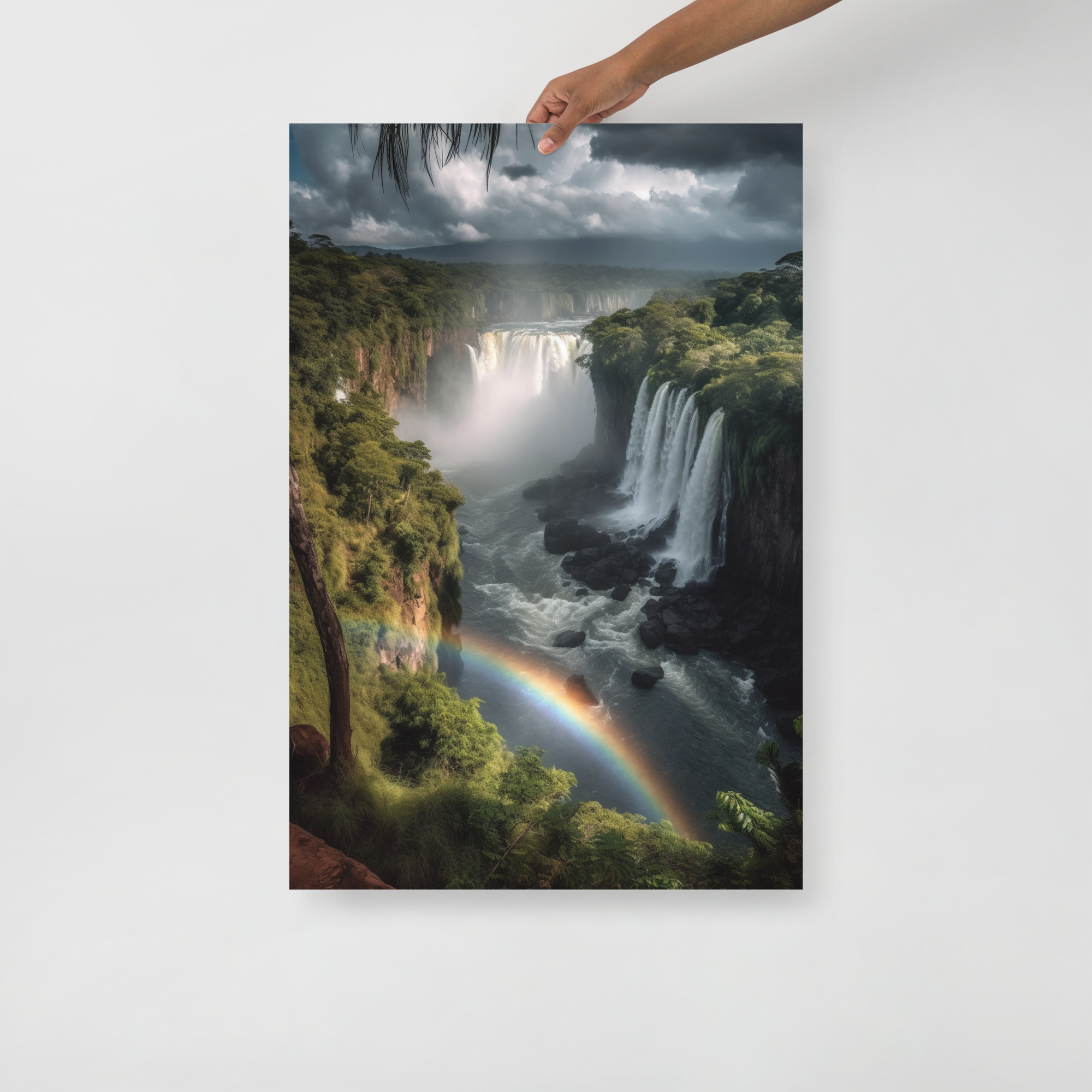 Awe-Inspiring Waterfall Cascade Majesty Art Poster by Visual Verse - Image 1