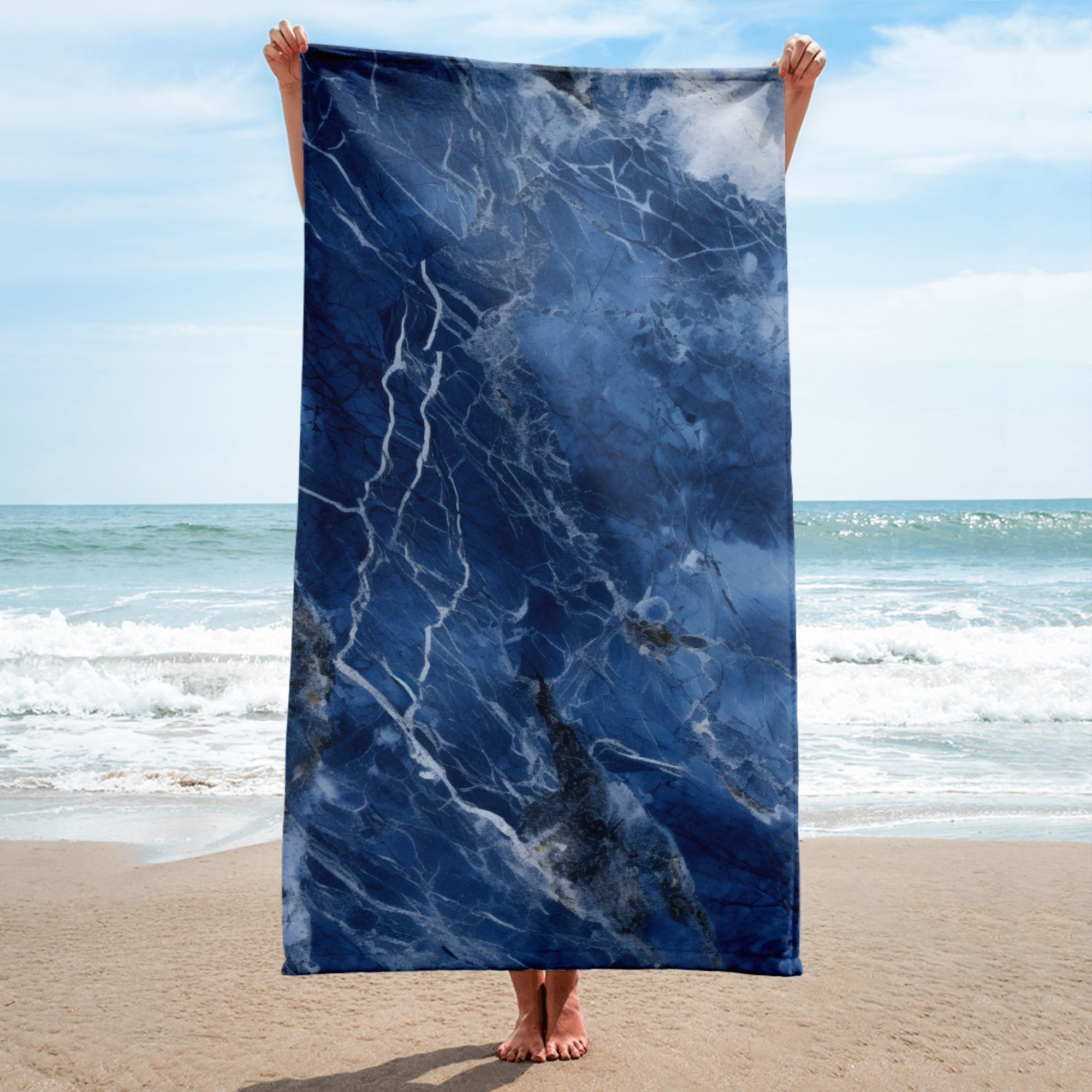 Azul Blue Granite Beach Towel by Visual Verse - Image 1