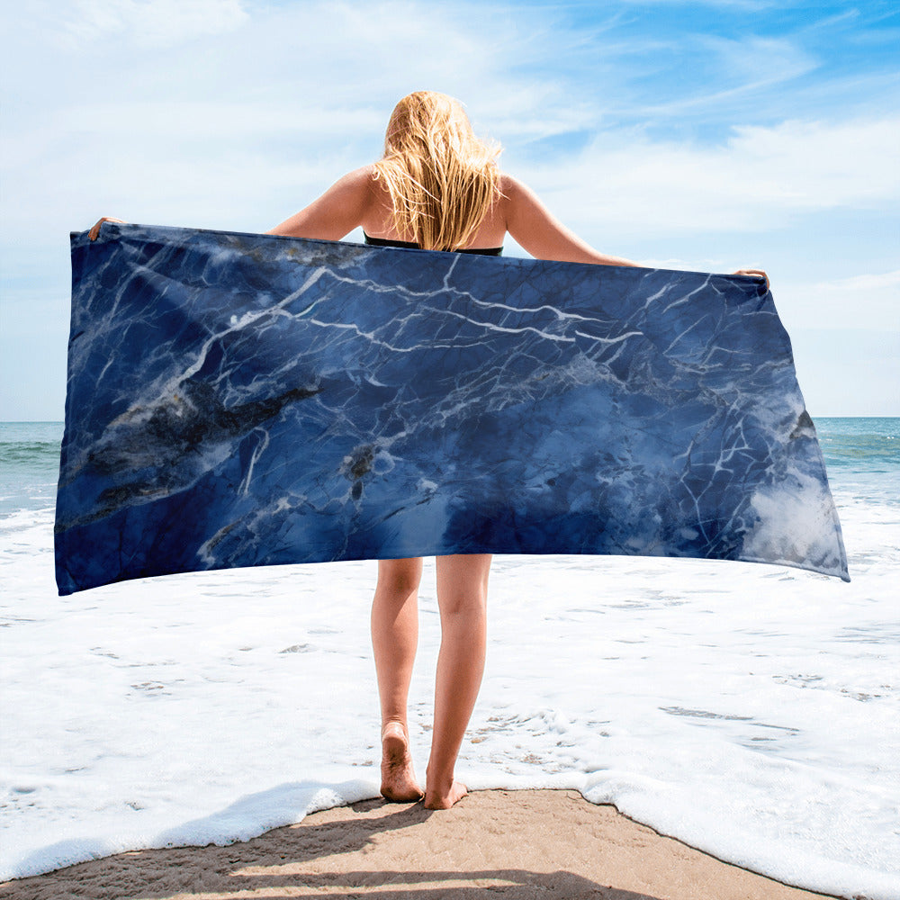 Azul Blue Granite Beach Towel by Visual Verse - Image 2