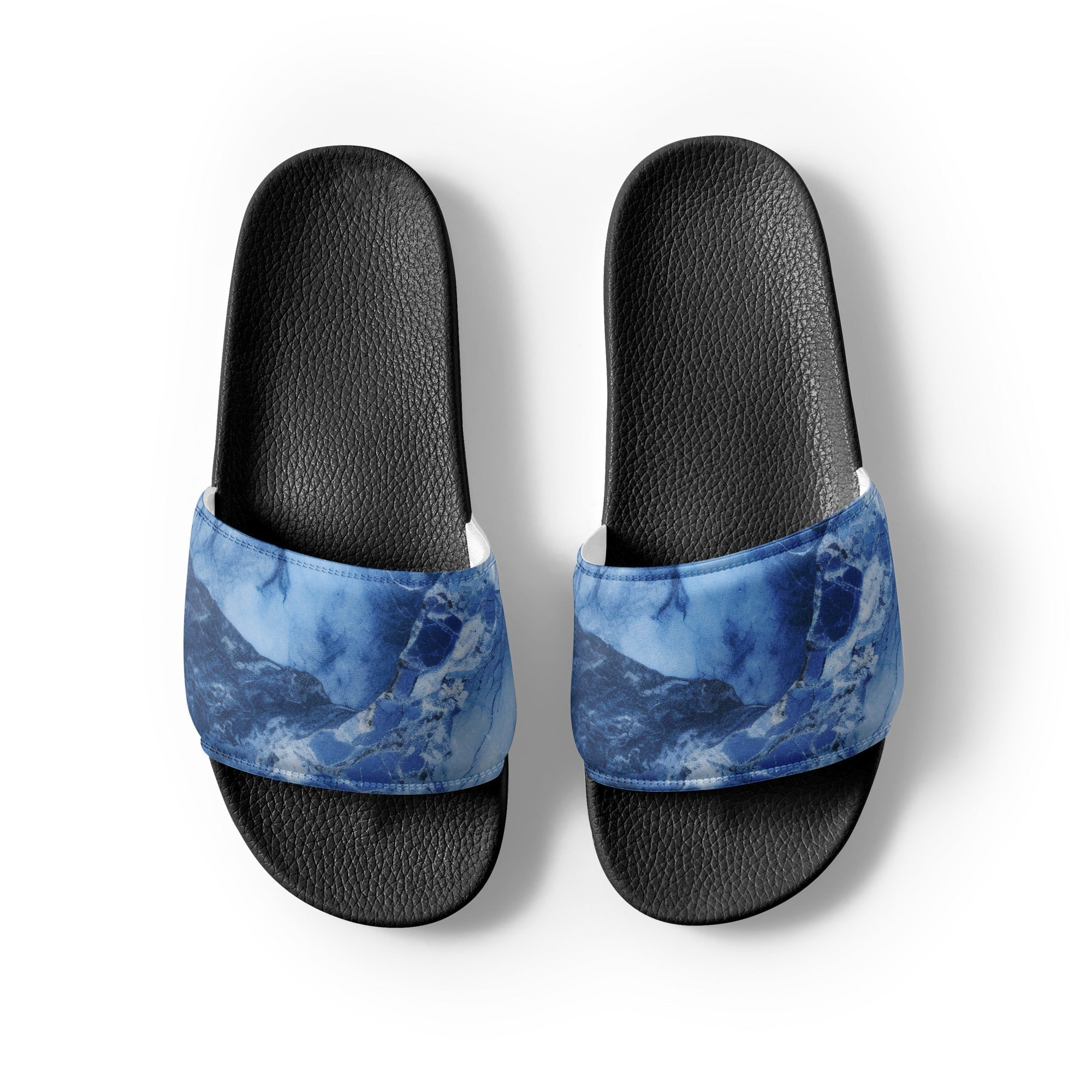 Azul Blule Granite Men's Slides by Visual Verse - Image 2