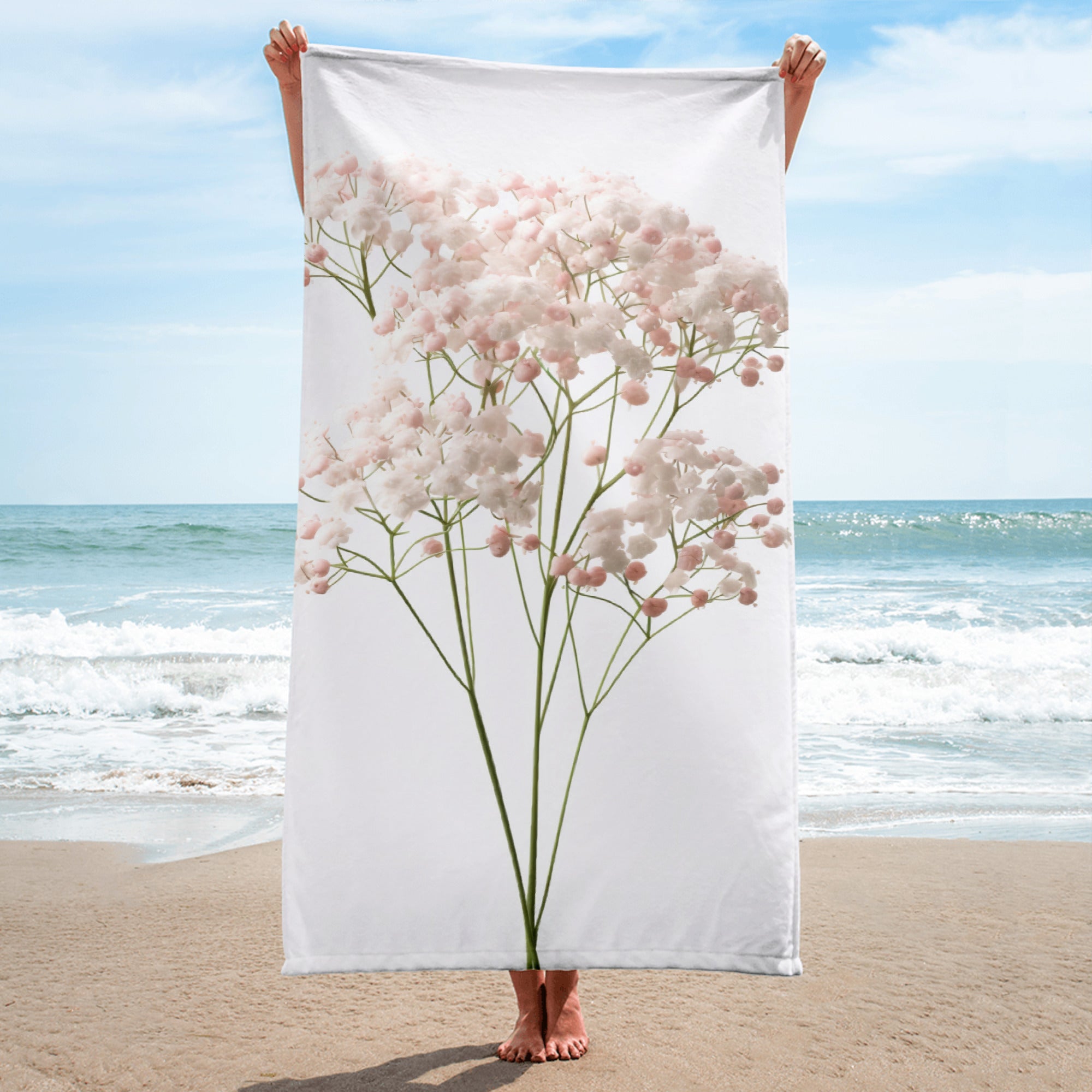 Babys Breath Flower Beach Towel by Visual Verse - Image 1