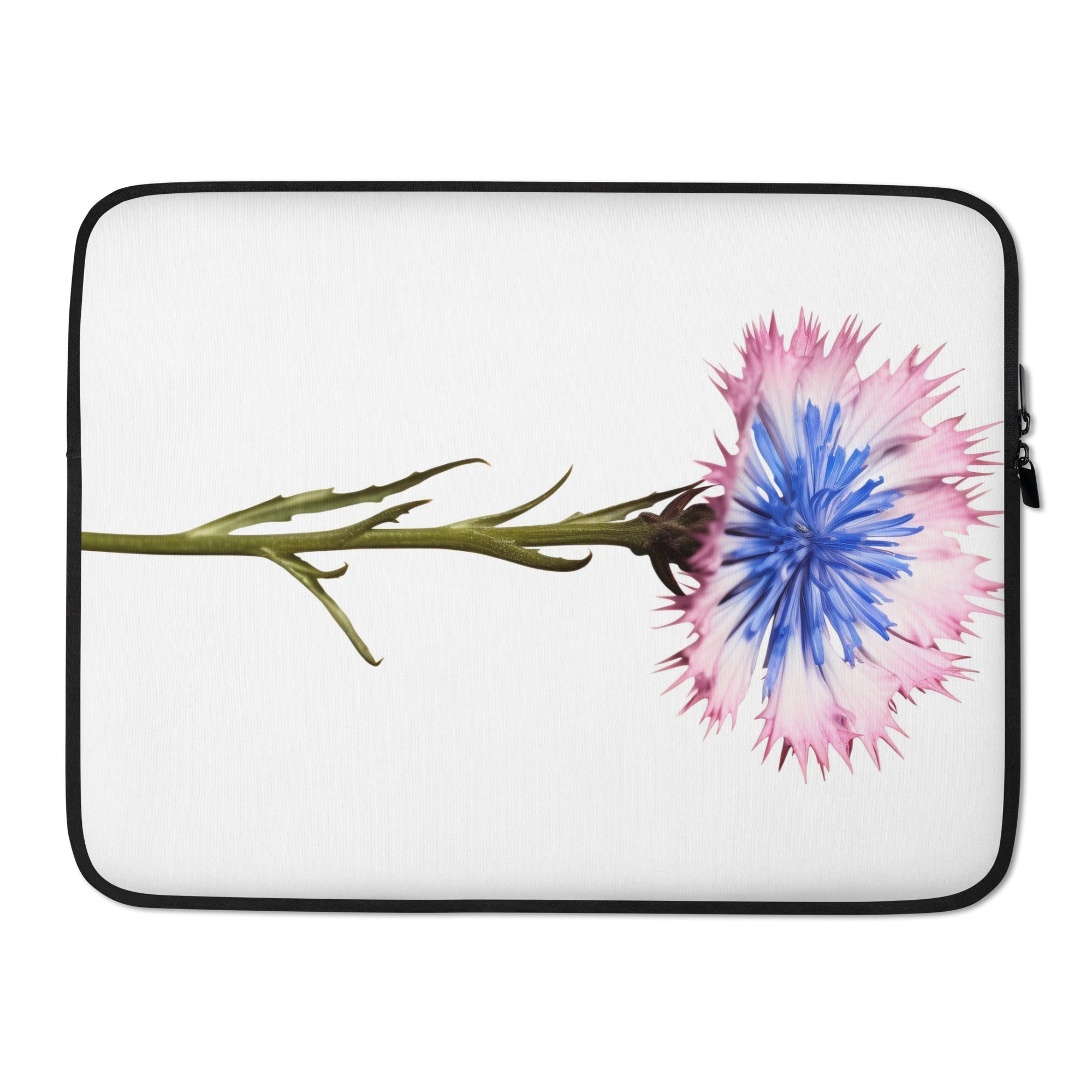 Bachelor Button Cornflower Flower Laptop Sleeve by Visual Verse - Image 1