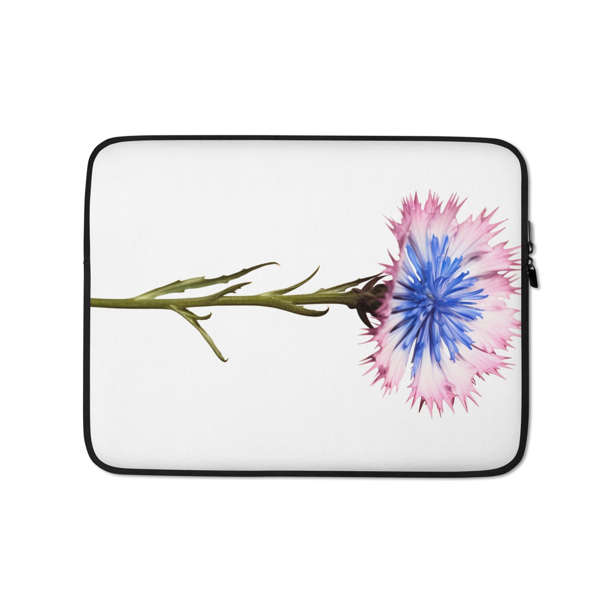 Bachelor Button Cornflower Flower Laptop Sleeve by Visual Verse - Image 2