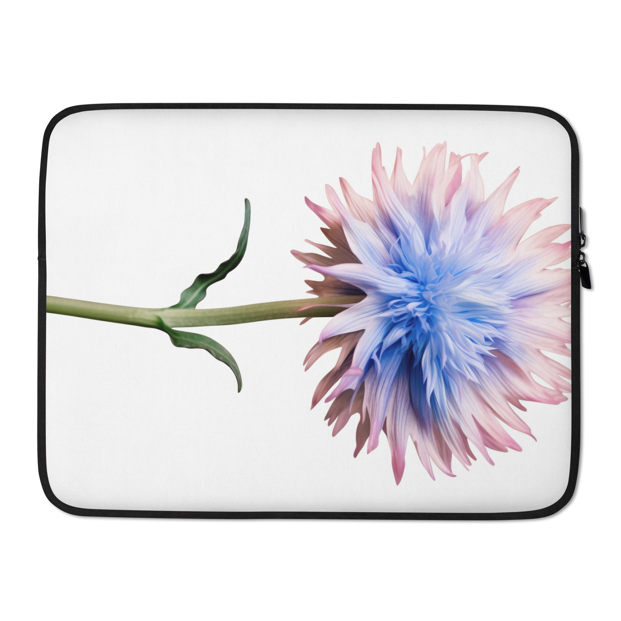 Bachelors Button Flower Laptop Sleeve by Visual Verse - Image 1