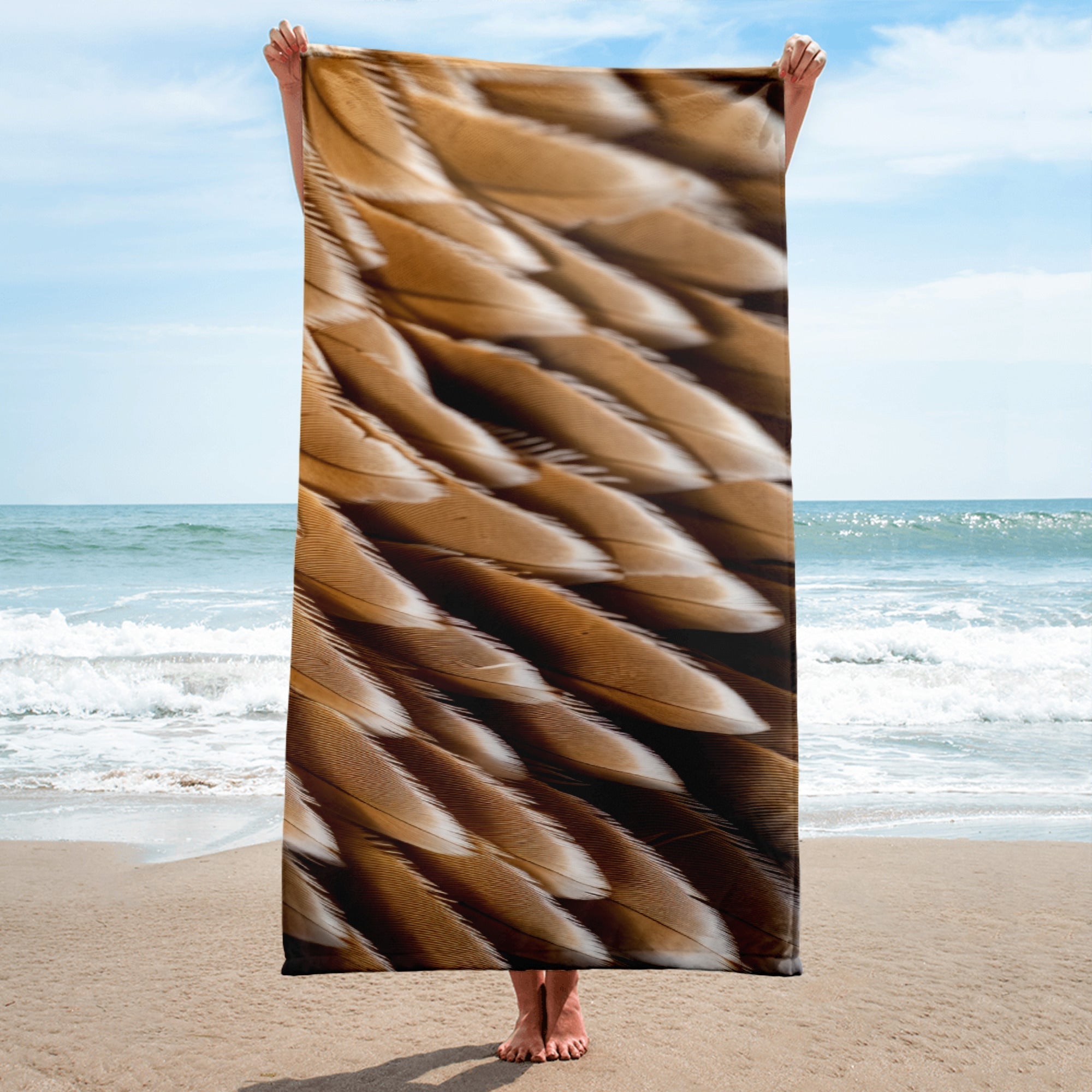 Bald Eagle Feather Beach Towel by Visual Verse - Image 1