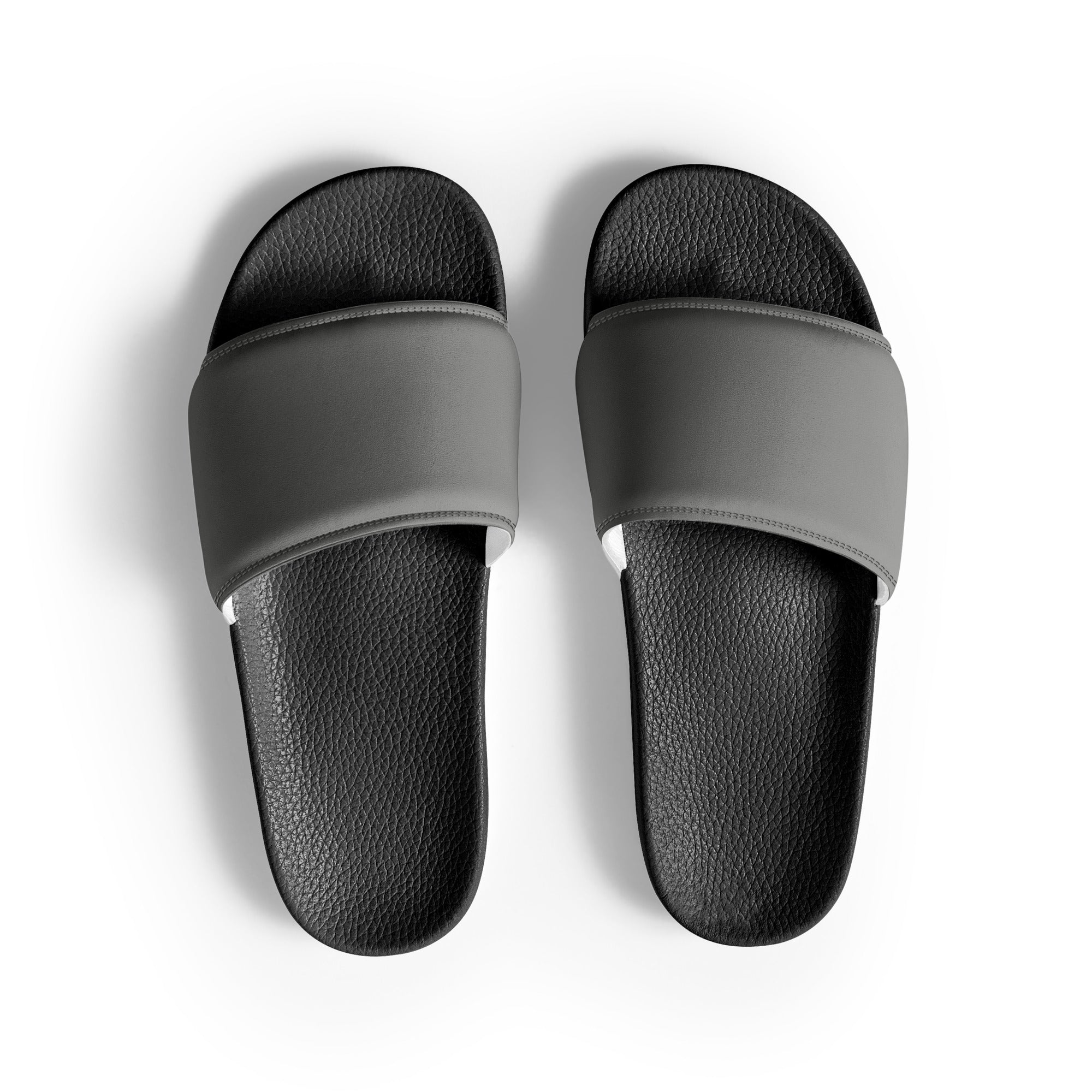 Battleship Gray Color Men's Slides by Visual Verse - Image 1