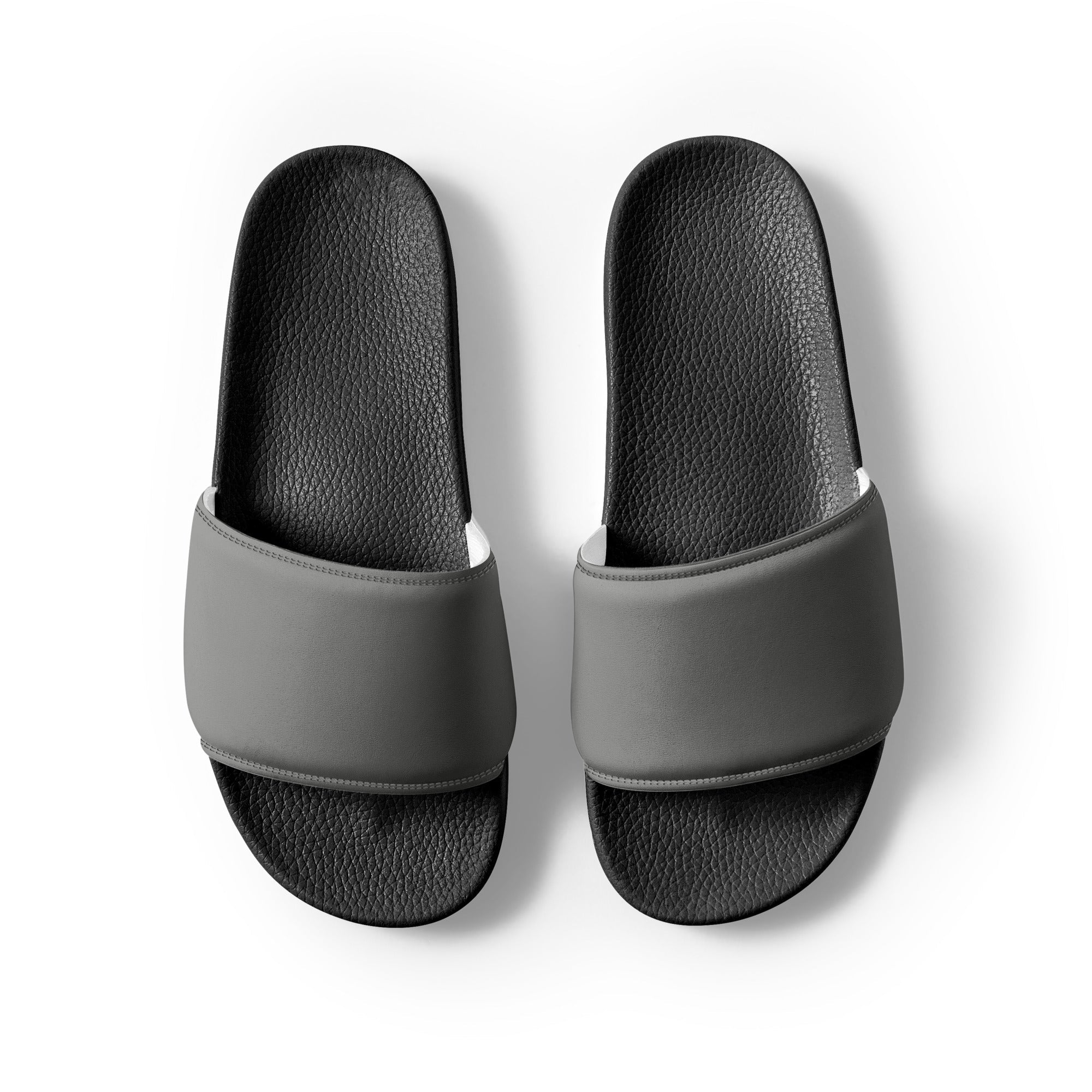 Battleship Gray Color Men's Slides by Visual Verse - Image 2