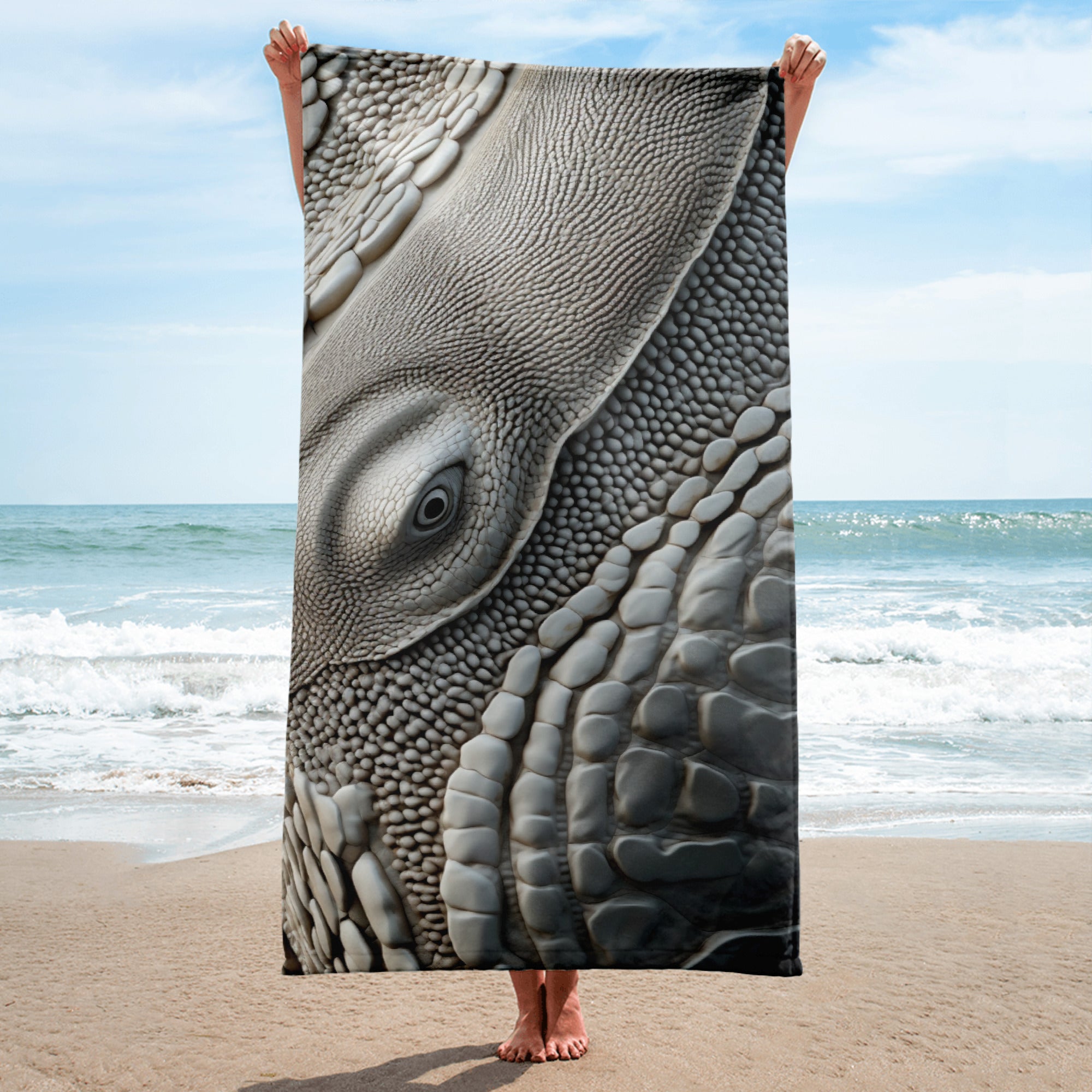 Beluga Whale Skin Beach Towel by Visual Verse - Image 1